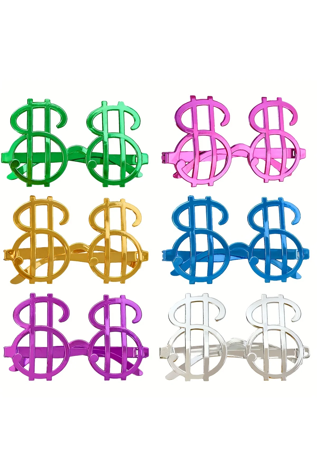 Dolar Şekilli Metalize Parti Gözlüğü 6 Adet (4741)