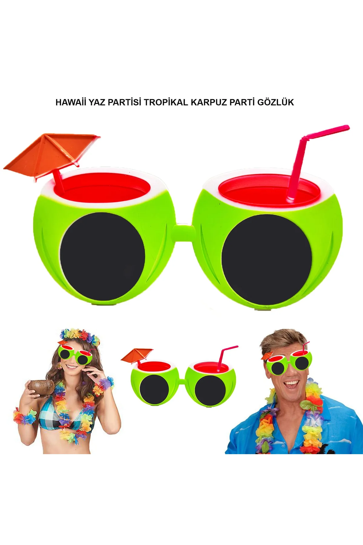 Karpuz Şekilli Tropikal Hawaii Yaza Merhaba Parti Gözlüğü (4741)
