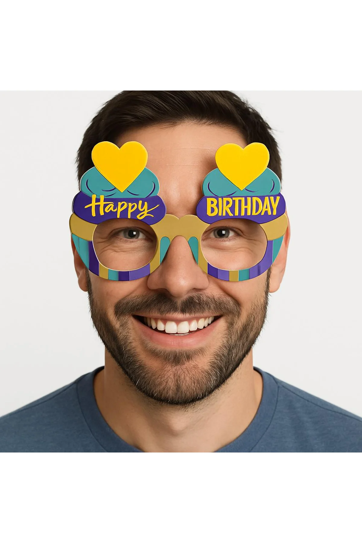Cupcake Temalı Doğum Günü Renkli Karton Happy Birthday Gözlüğü 6 Adet (4741) - Just Cheap Store Görsel 2