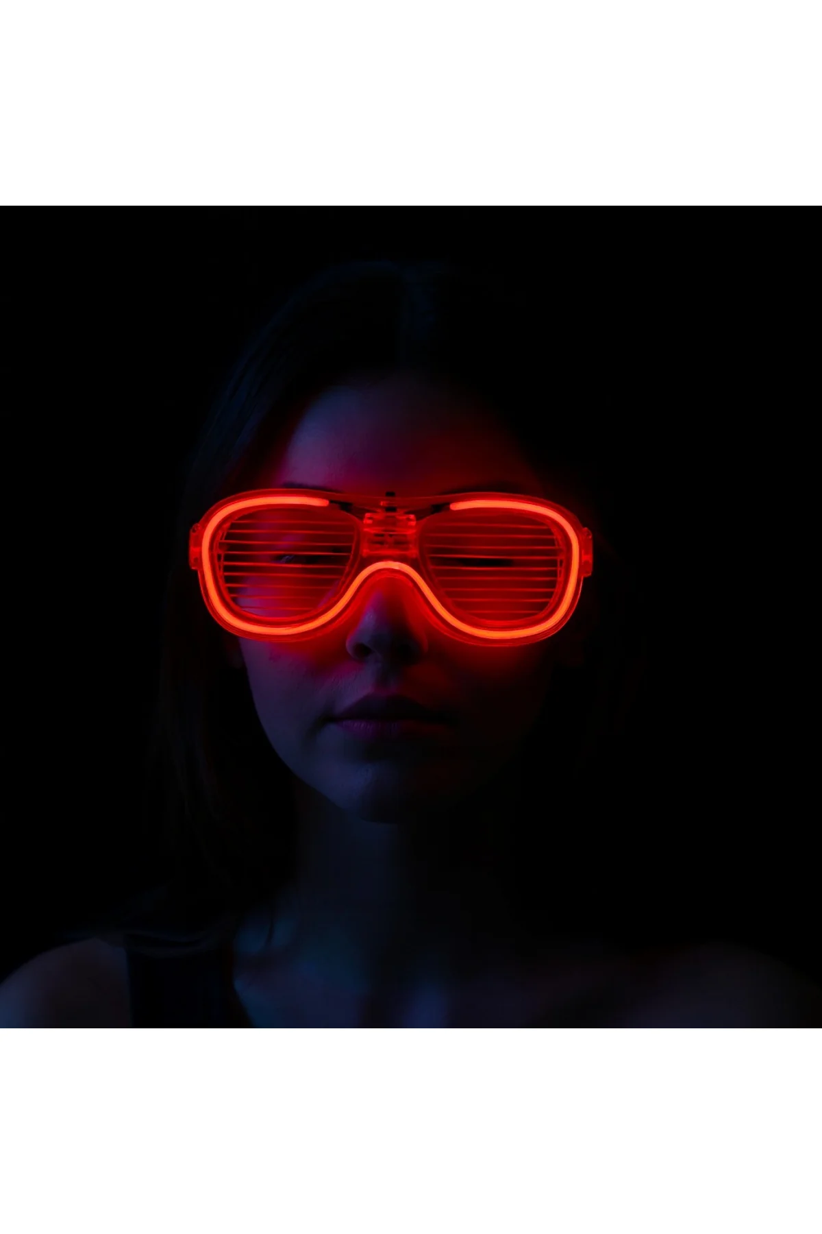Kırmızı Led Işıklı Parti Gözlüğü - Neon Glow Şerit Gözlük 3 Modlu (4741) - Just Cheap Store Görsel 2