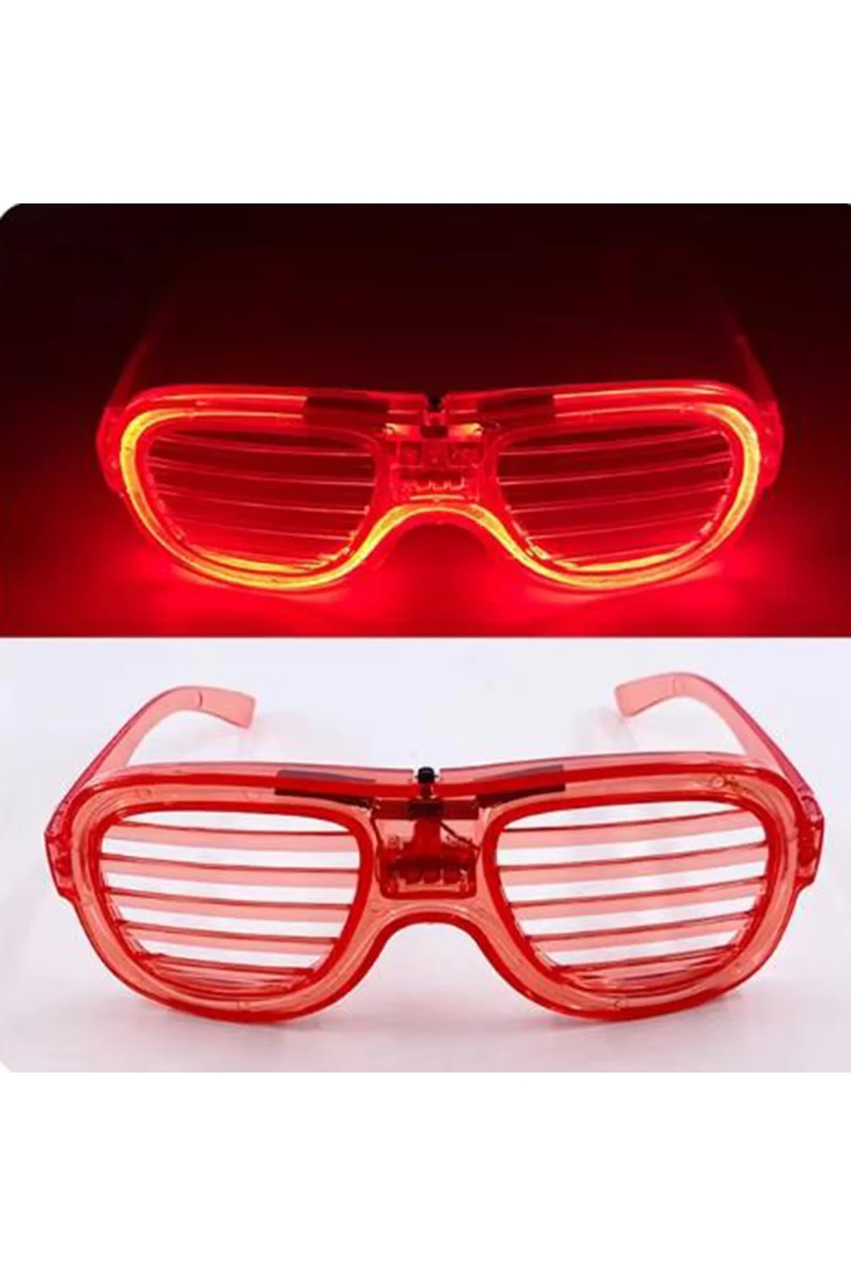 Kırmızı Led Işıklı Parti Gözlüğü - Neon Glow Şerit Gözlük 3 Modlu (4741) - Just Cheap Store Görsel 5