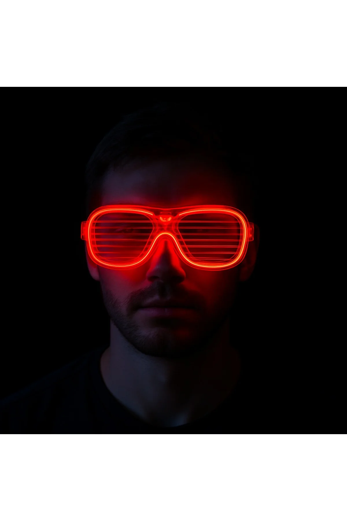 Kırmızı Led Işıklı Parti Gözlüğü - Neon Glow Şerit Gözlük 3 Modlu (4741) - Just Cheap Store Görsel 3