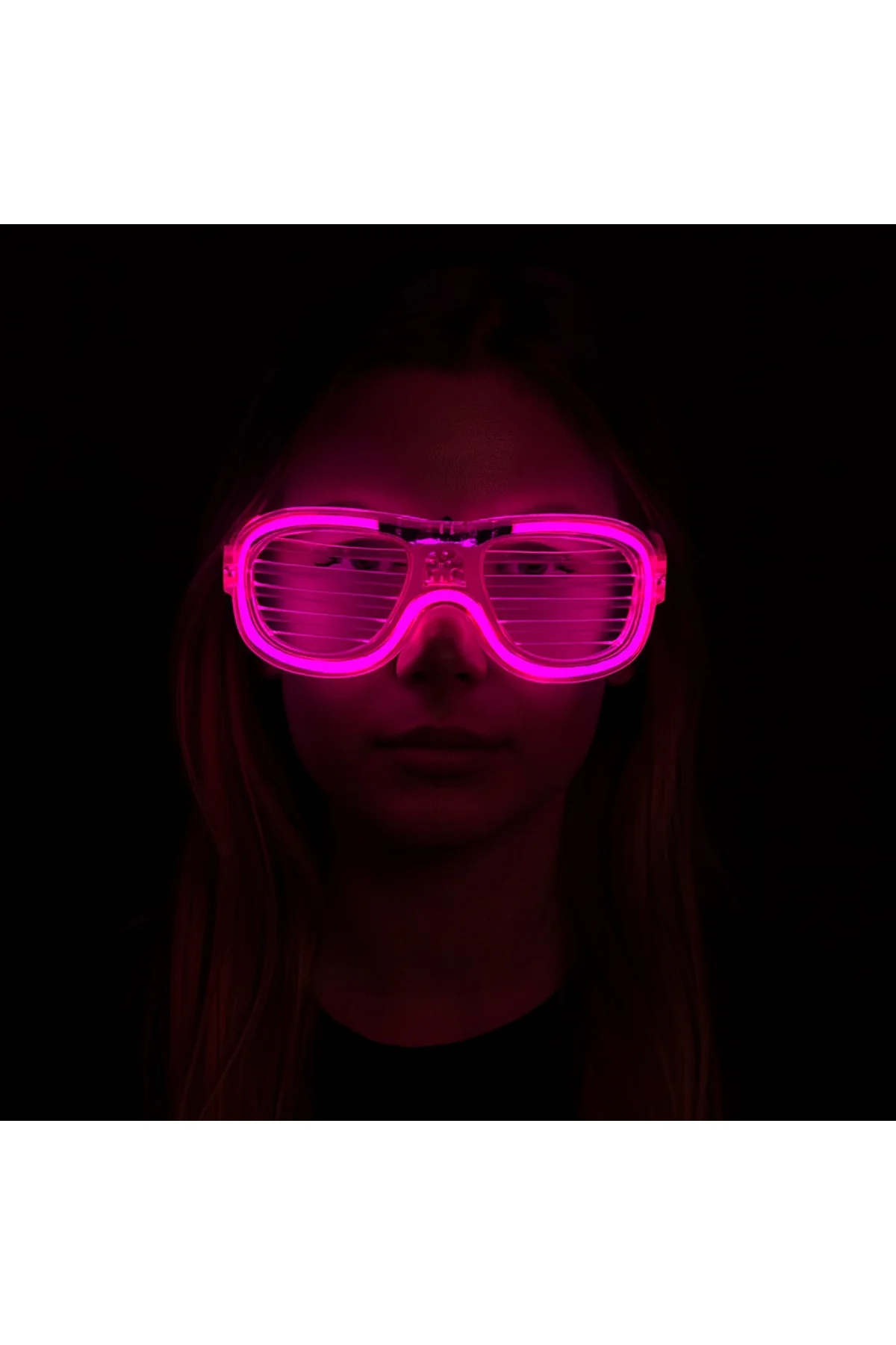 Pembe Led Işıklı Parti Gözlüğü - Neon Glow Şerit Gözlük 3 Modlu (4741) - Just Cheap Store Görsel 2