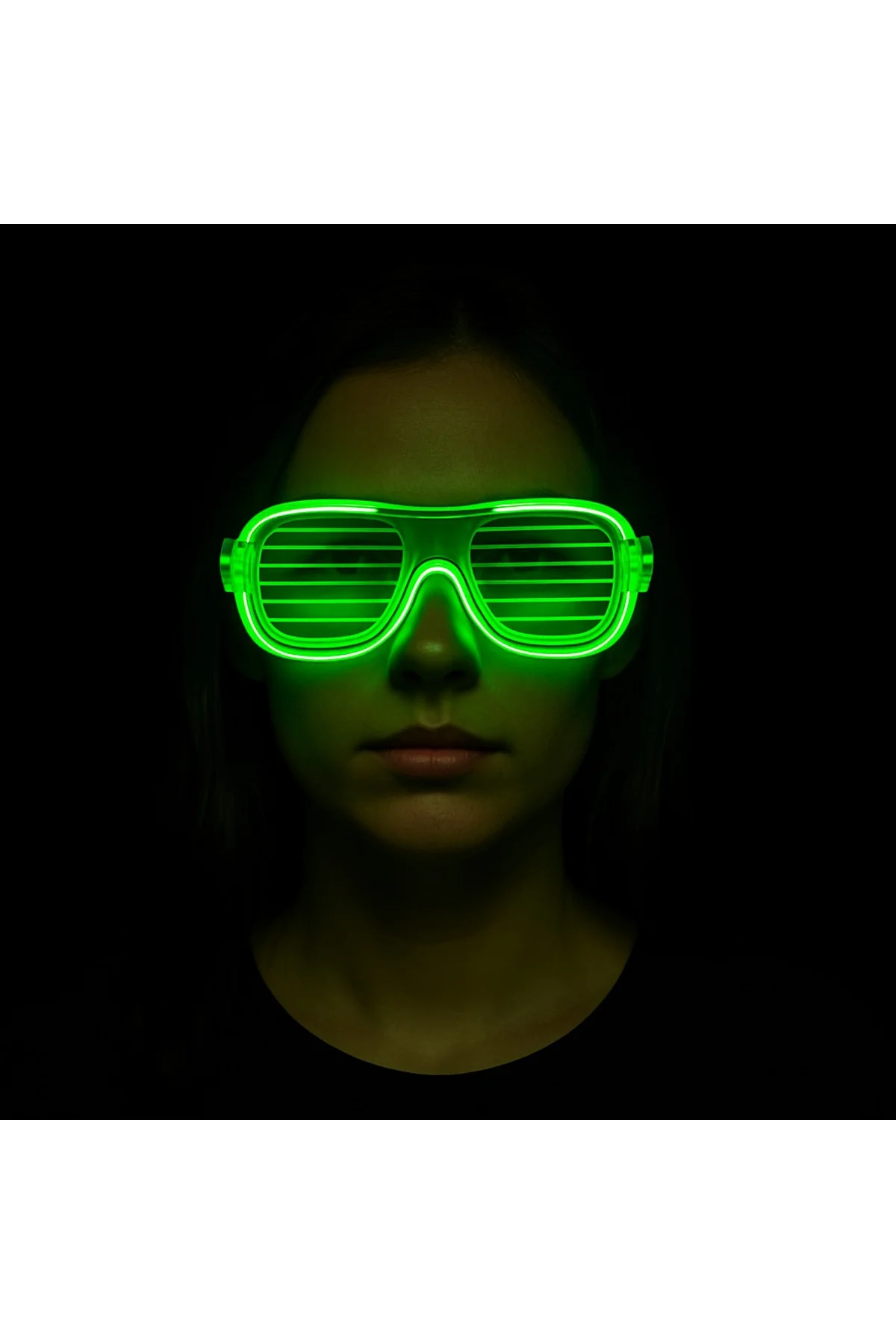 Yeşil LED Işıklı Parti Gözlüğü – Neon Glow Şerit Gözlük 3 Modlu (4741) - Just Cheap Store Görsel 3