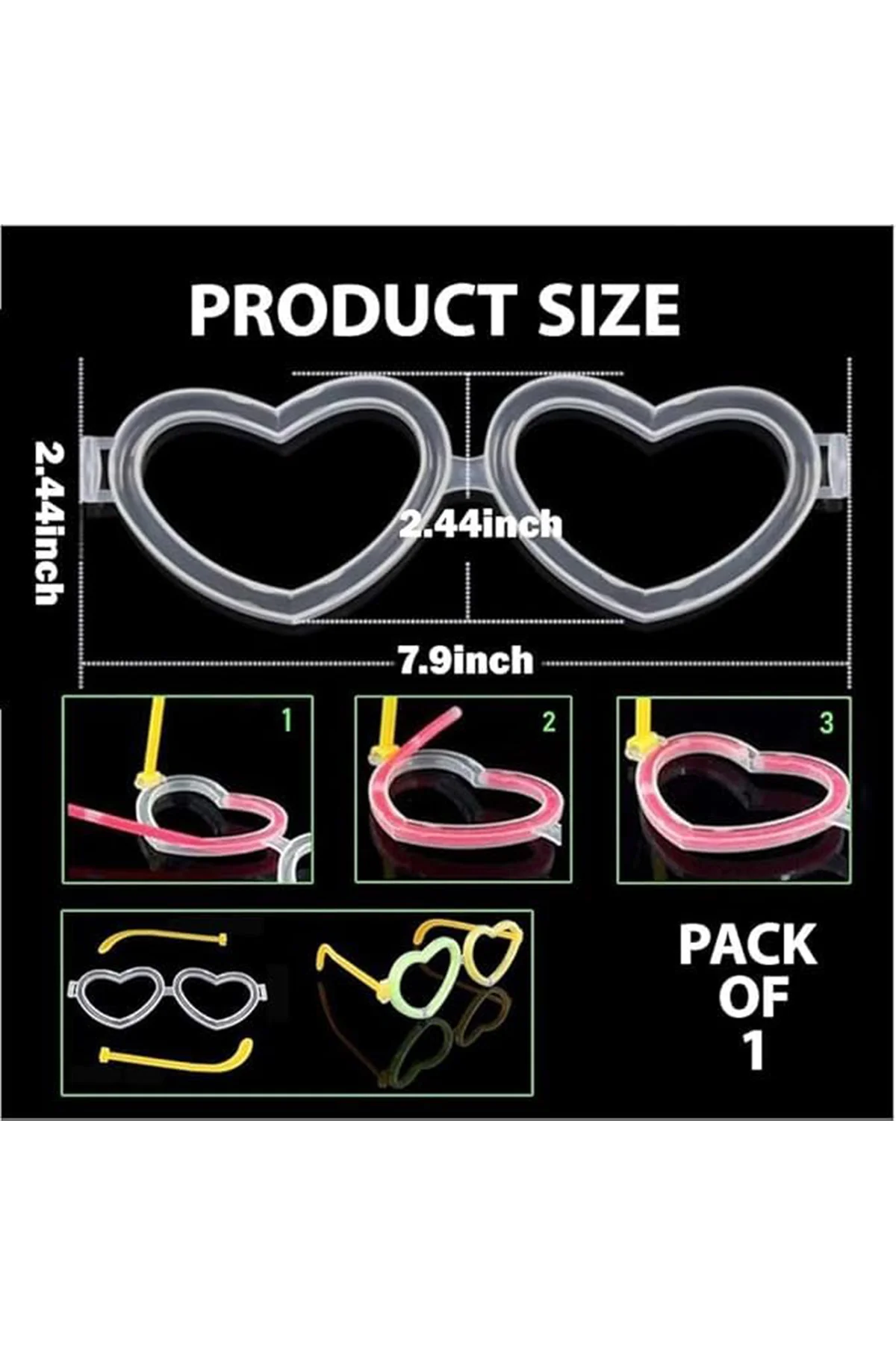 Glow Kalpli Fosforlu Gözlük 6’lı Renkli Set – Neon Parti (4741) - Just Cheap Store Görsel 5