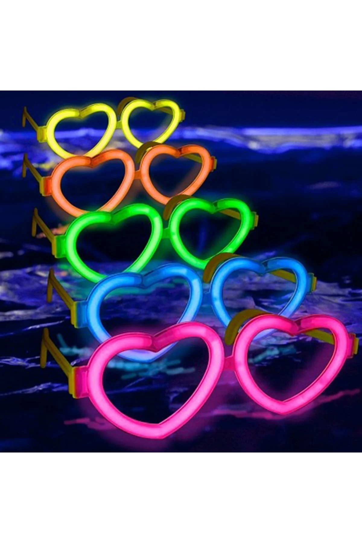Glow Kalpli Fosforlu Gözlük 6’lı Renkli Set – Neon Parti (4741) - Just Cheap Store Görsel 2