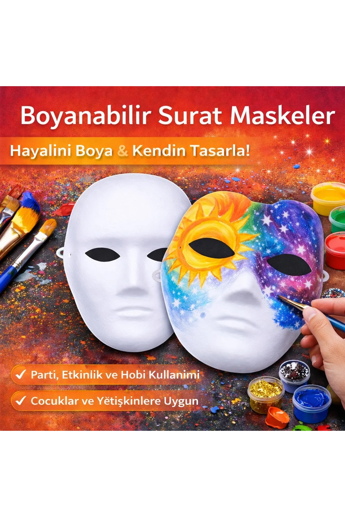 Boyanabilir Surat Model Maske – Lastikli | Kendin Tasarla (4741) - Just Cheap Store Görsel 2