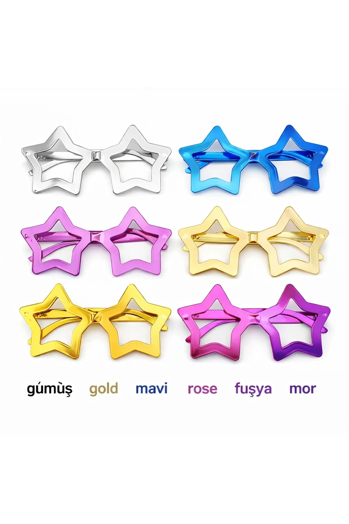 Yıldız Şekilli Parti Gözlüğü 12 Adet – 6 Renk ( Camsız ) (4741) - Just Cheap Store Görsel 2