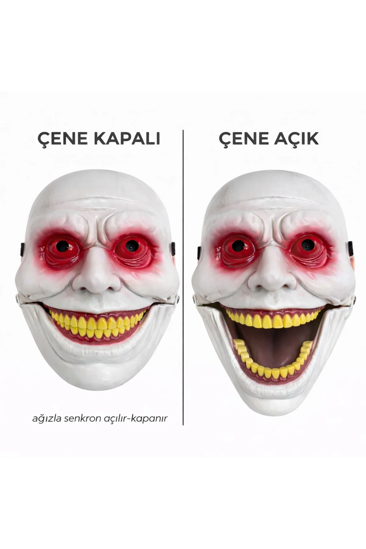 Hareketli Çene Mekanizmalı Korku Maskesi Kırmızı (4741)
