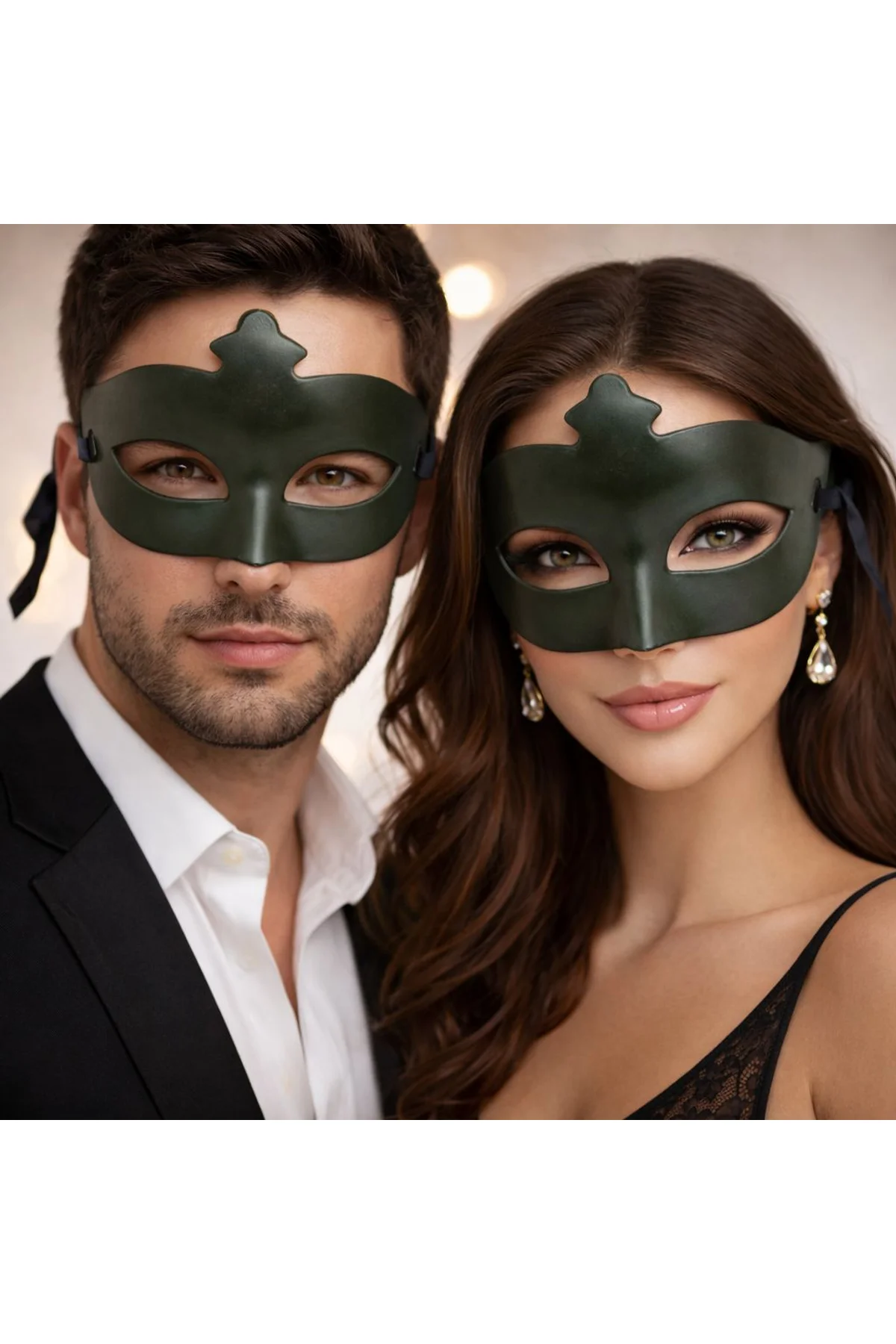 Haki Yeşil Gizemli Masquerade Maskesi (4741) - Just Cheap Store Görsel 2
