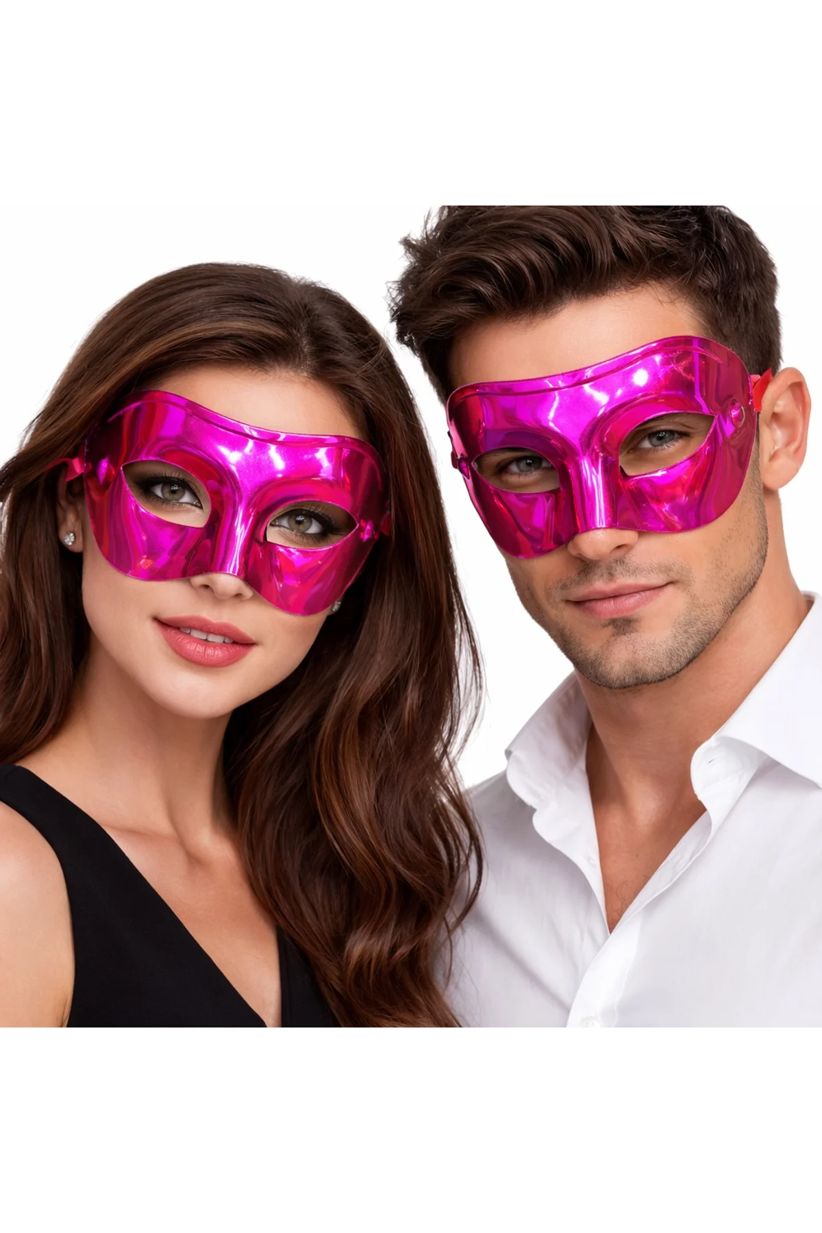 Metalize Parlak Parti Maskesi Pembe Renk 16x7 cm (4741) - Just Cheap Store Görsel 2