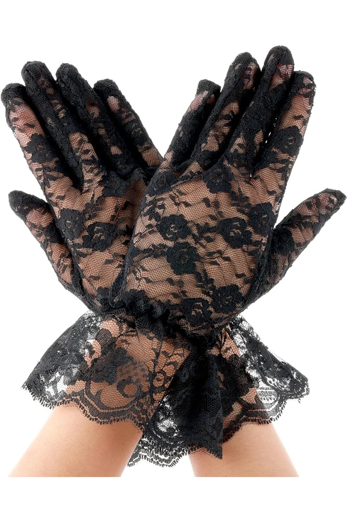 Siyah Güpürlü Dantel Eldiven Kısa – Vintage Zarif Kadın Eldiveni (4741) - Just Cheap Store Görsel 4