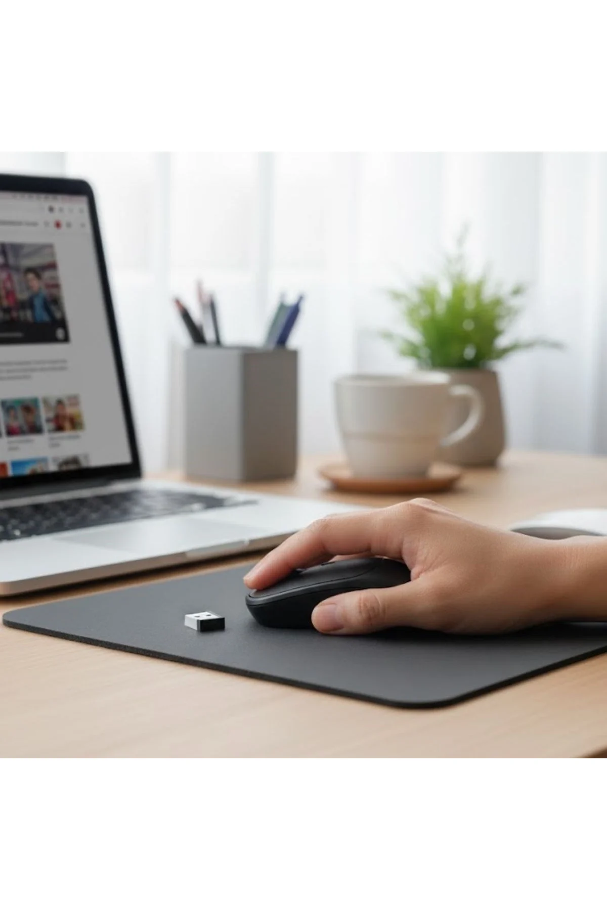 Siyah Renkli Ergonomik Sessiz Kablosuz Mouse – USB Alıcılı, Ofis ve Oyun İçin Konforlu Bilgisayar Fa - Just Cheap Store Görsel 4