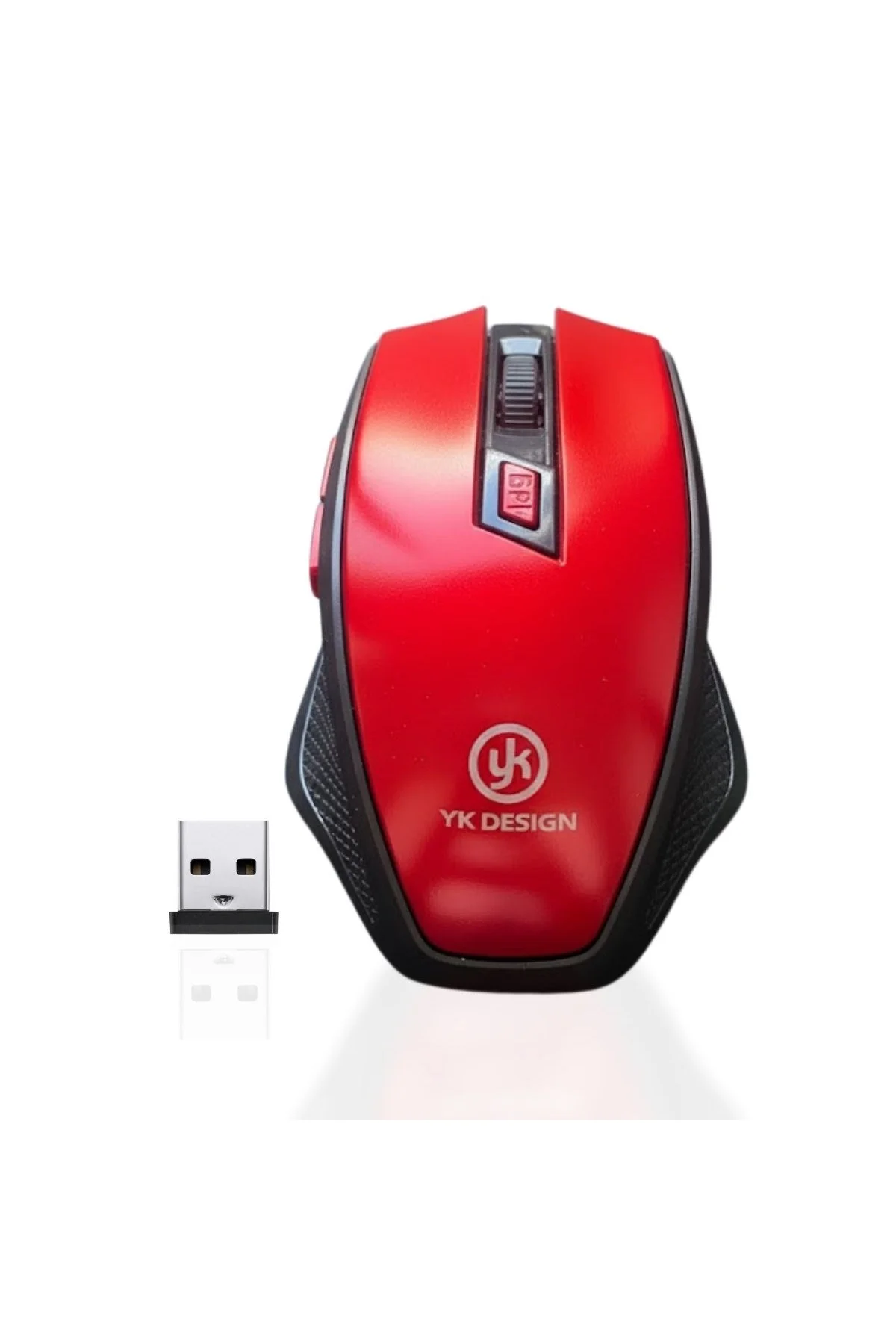 Kırmızı Renkli Baş Parmak Destekli Ergonomik Sessiz Kablosuz Mouse – USB Alıcılı, Ofis ve Oyun İçin