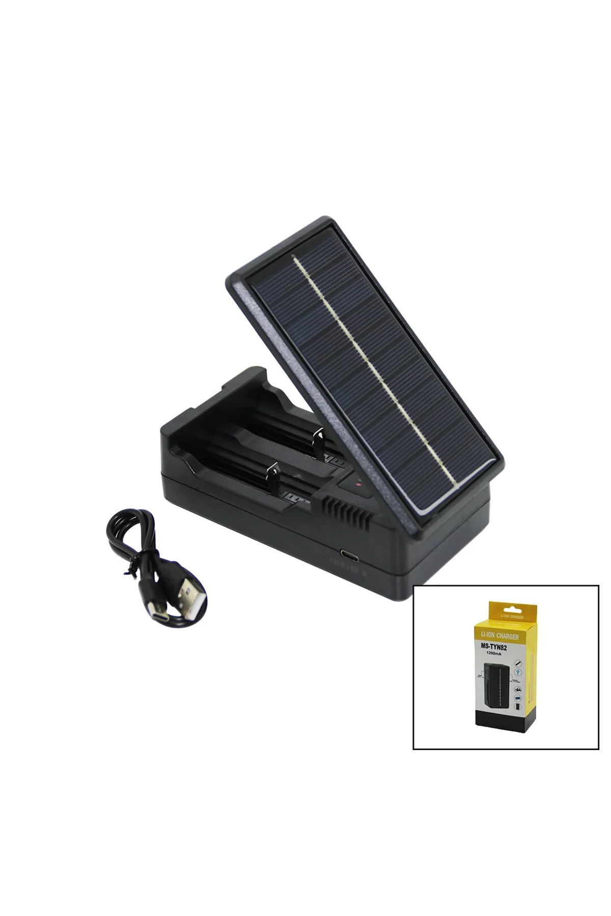 LI-ION CHARGER MS-TYN82 SOLAR - GÜNEŞ ENERJİLİ 2Lİ PİL ŞARJ ALETİ 1200mA (4741)
