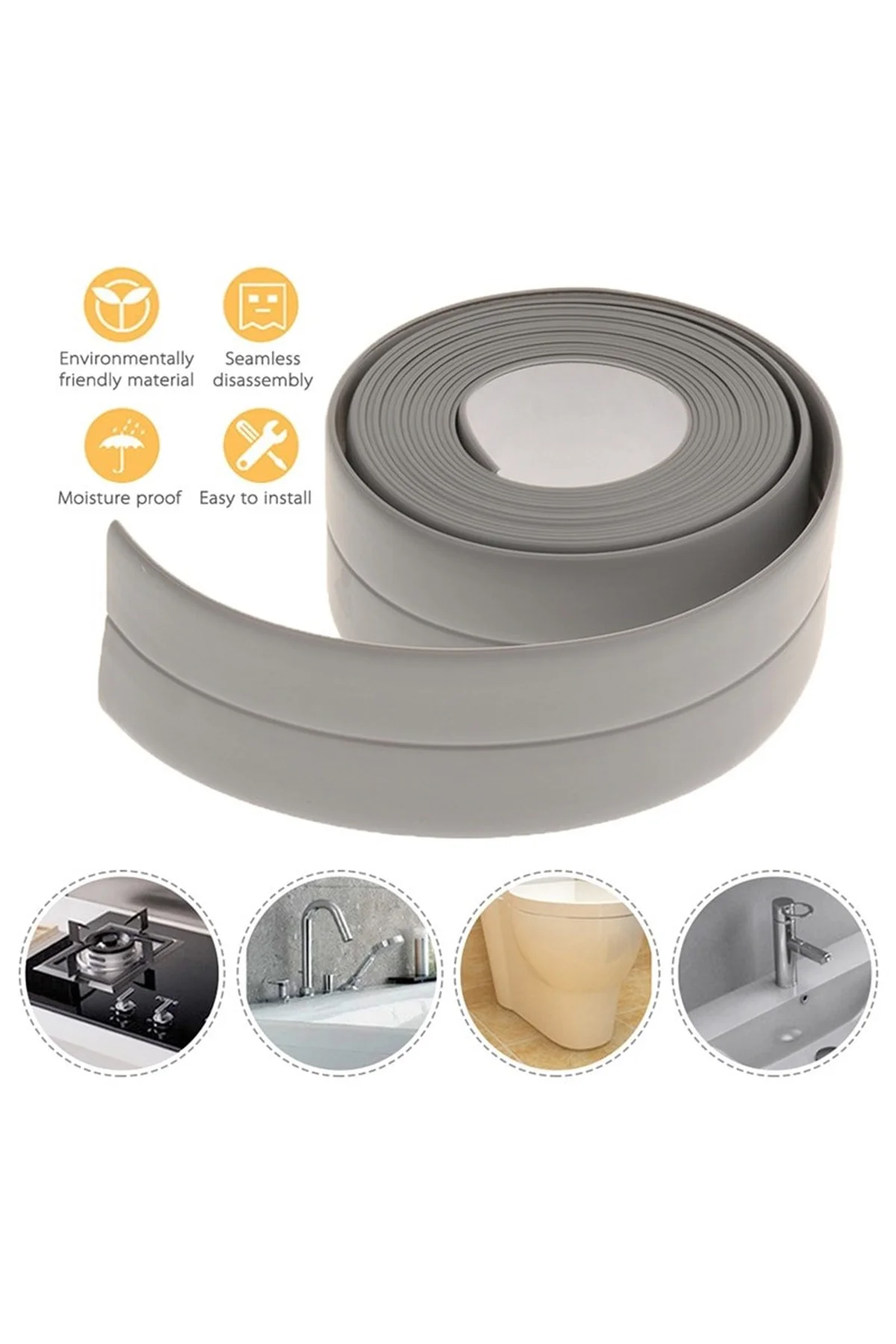 Gri Su Sızdırmaz Banyo Mutfak Lavabo Küvet İzolasyon Şerit Bant (4741) - Just Cheap Store Görsel 4