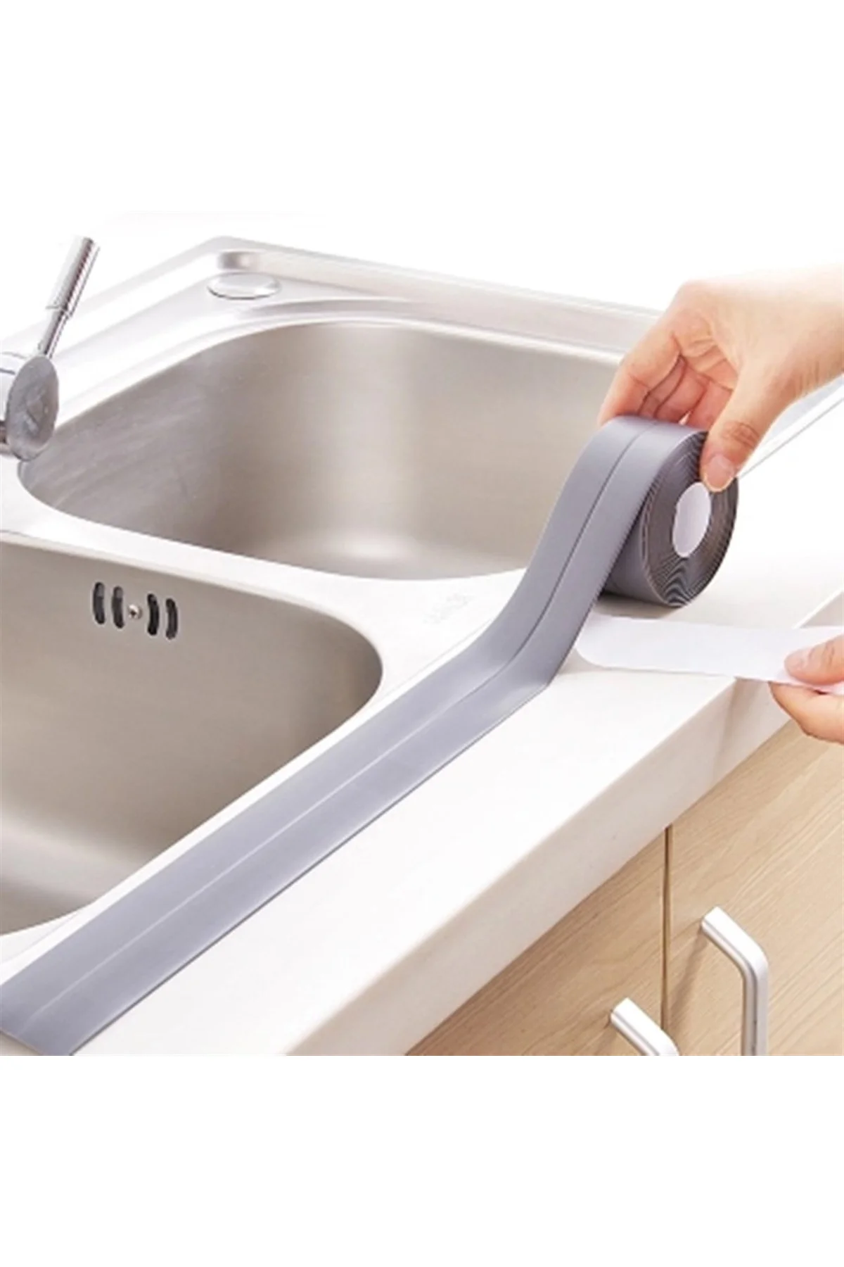 Gri Su Sızdırmaz Banyo Mutfak Lavabo Küvet İzolasyon Şerit Bant (4741)