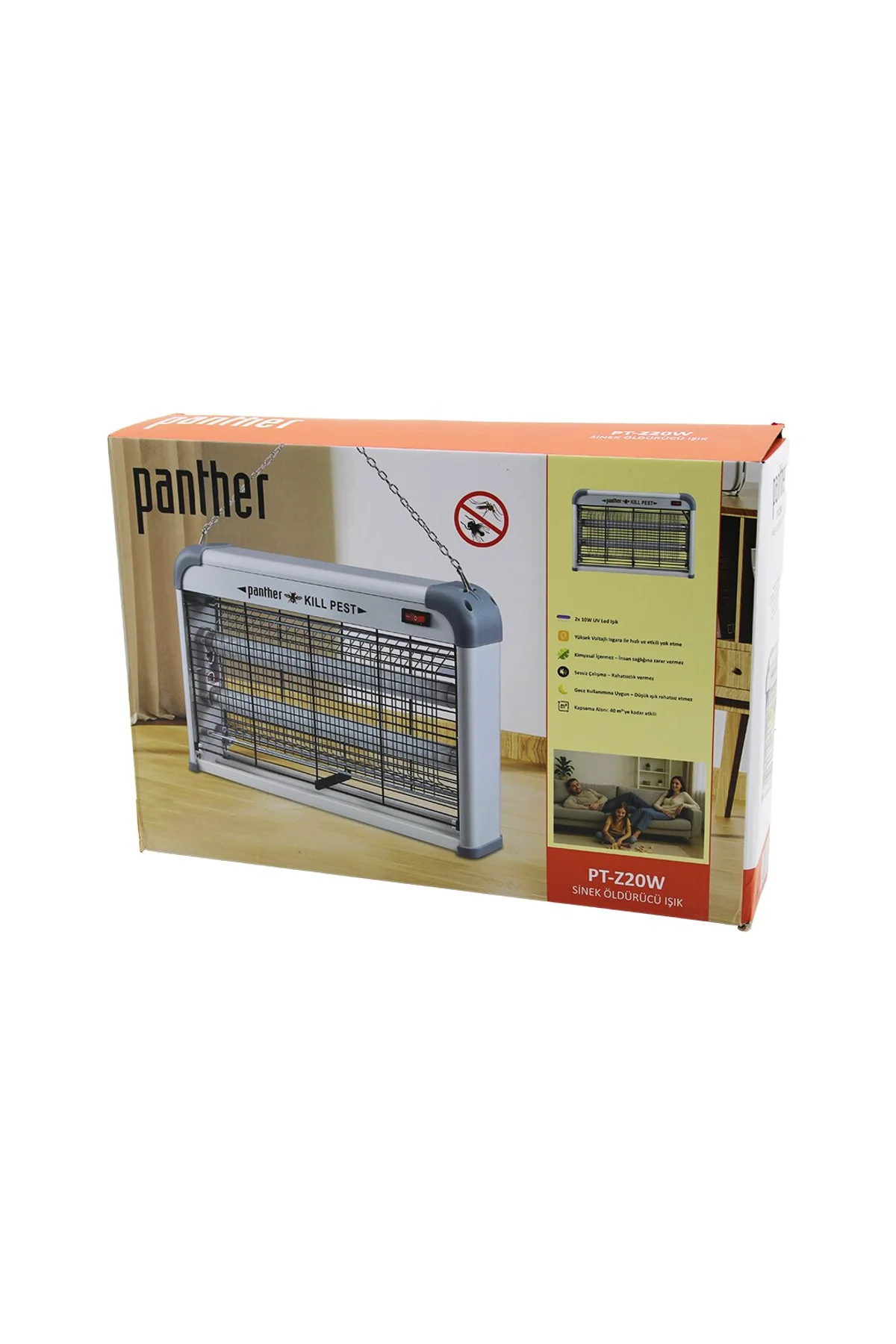DİKDÖRTGEN MODEL SİNEK ÖLDÜRÜCÜ CIZ MAKİNE 2X10W MASA ÜSTÜ - ASKI HALKALI ETKİ=40M 226X38X7CM V (474