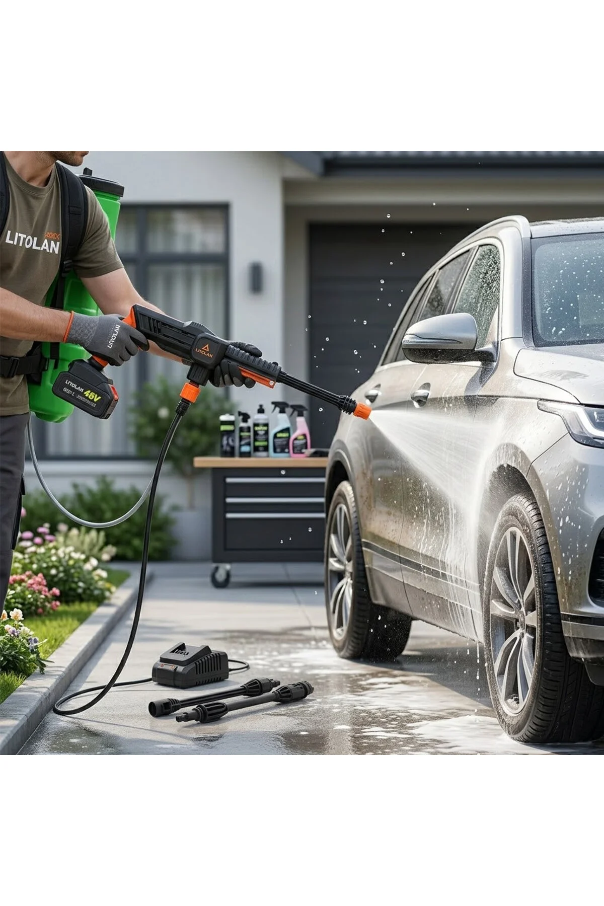 16LT ELEKTİRİKLİ OTO - ARAÇ YIKAMA TABANCASI - İLAÇ POMPASI PÜSKÜRTÜCÜ 4.8V EWASHER (4741) - Just Cheap Store Görsel 2