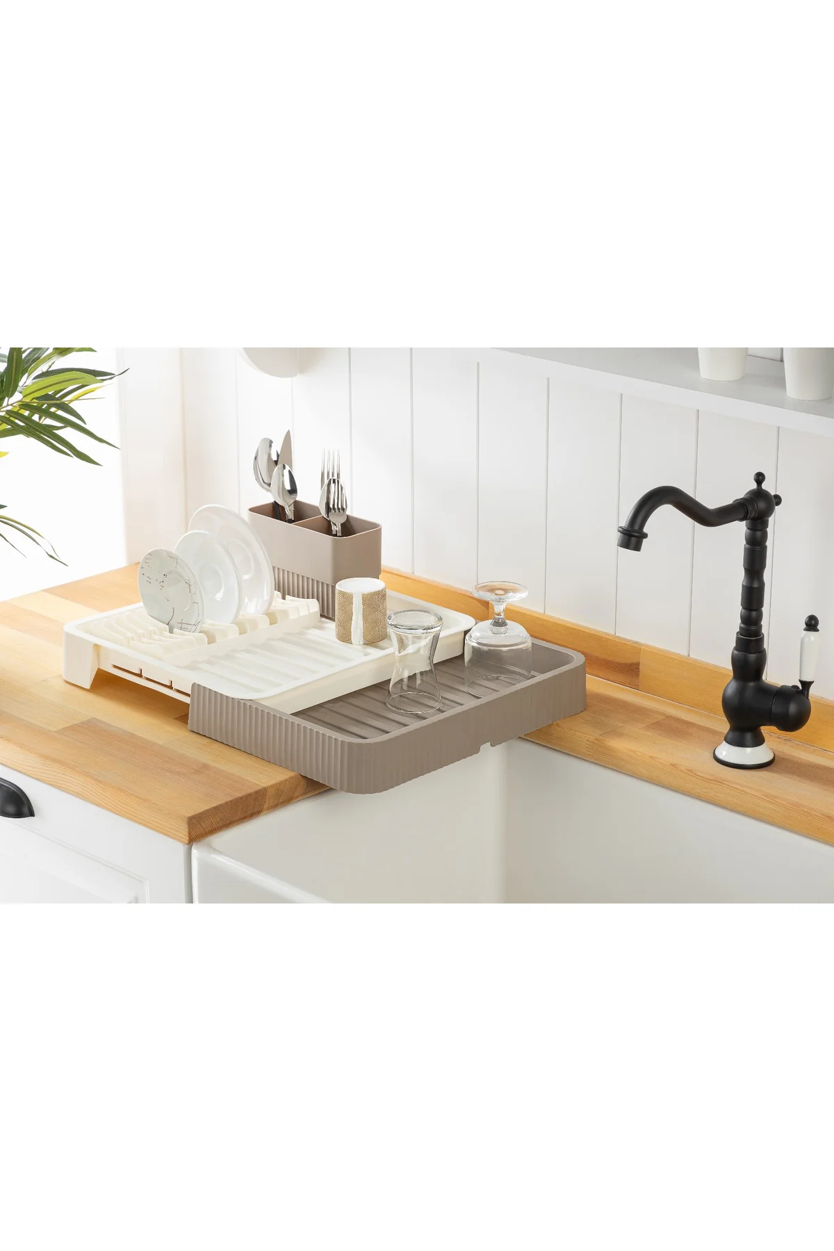 SÜRGÜLÜ BULAŞIKLIK PLASTİK 32.5CM X 35.5CM - 51.5 X 35.5CM - GRİ RENK (4741) - Just Cheap Store Görsel 3