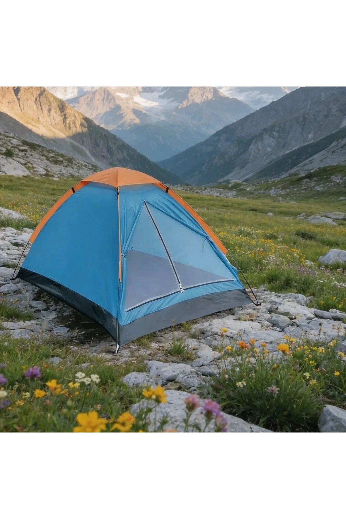 4 Kişilik Kamp Çadırı Manuel Kurulum Düz Kapılı Outdoor Dayanıklı Kamp Doğa Çadırı 200 x 200 x 110 c
