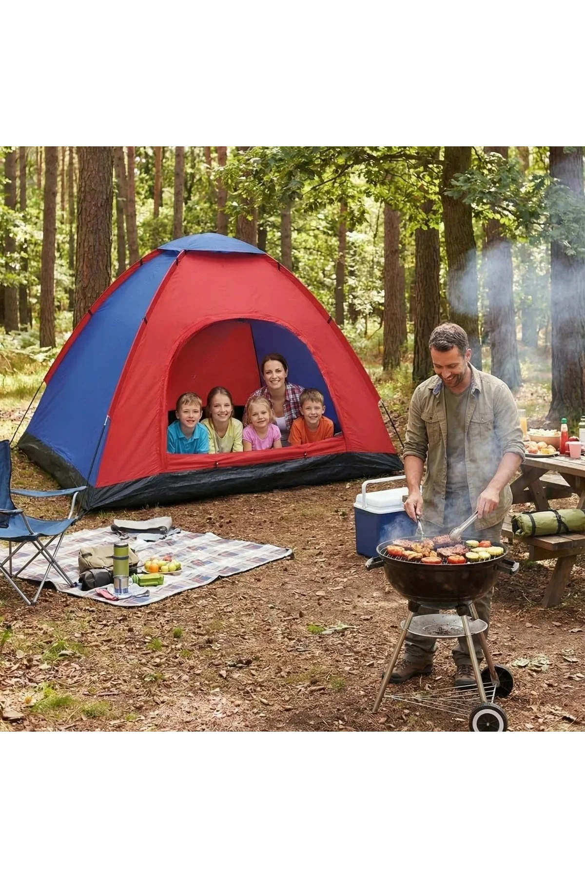 6 Kişilik Manuel Kurulum Kamp Çadırı – Aile, Doğa, Piknik ve Outdoor Kamp Çadırı 220x250x150 cm (474 - Just Cheap Store Görsel 4
