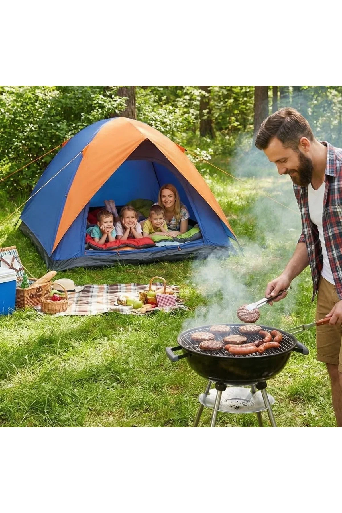 4 Kişilik Manuel Kurulum Gölgelikli Kamp Çadırı – Aile, Doğa, Piknik ve Outdoor 200x200x135 cm (4741 - Just Cheap Store Görsel 4