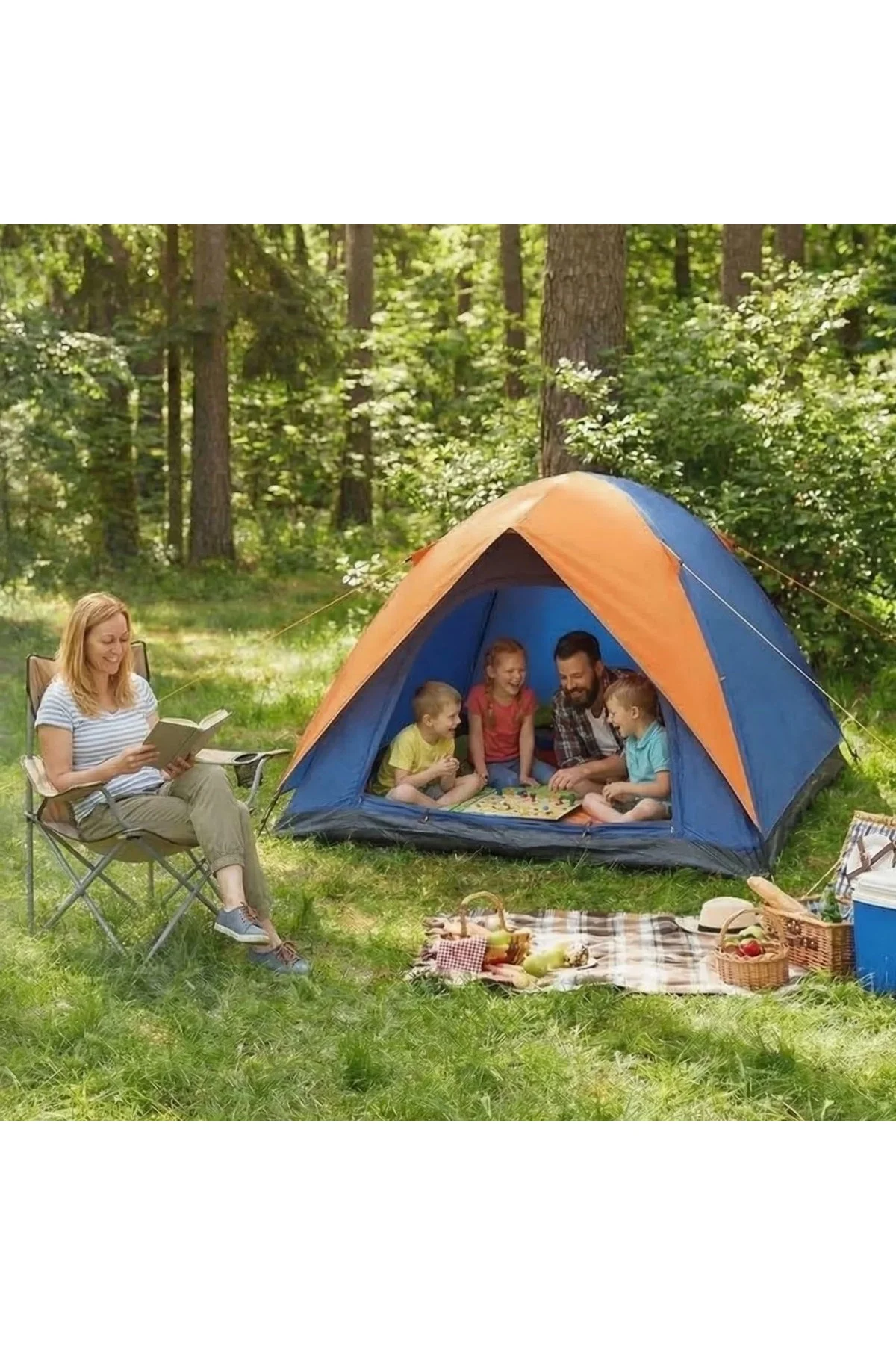 4 Kişilik Manuel Kurulum Gölgelikli Kamp Çadırı – Aile, Doğa, Piknik ve Outdoor 200x200x135 cm (4741 - Just Cheap Store Görsel 2