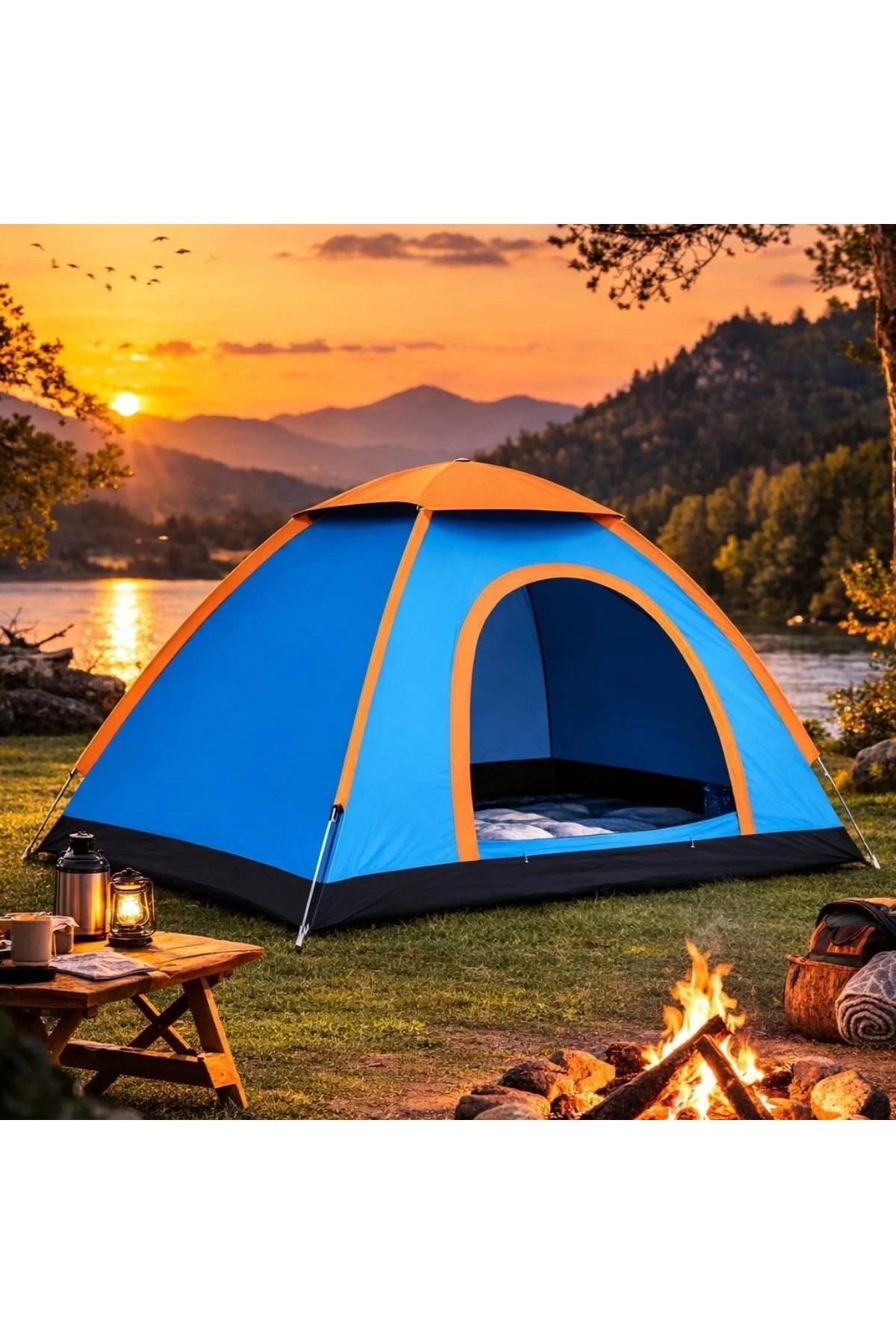 3 Kişilik Yarı Otomatik Kurulum Kamp Çadırı – Suya Dayanıklı, Taşıma Çantalı Outdoor Aile Çadırı, Pi