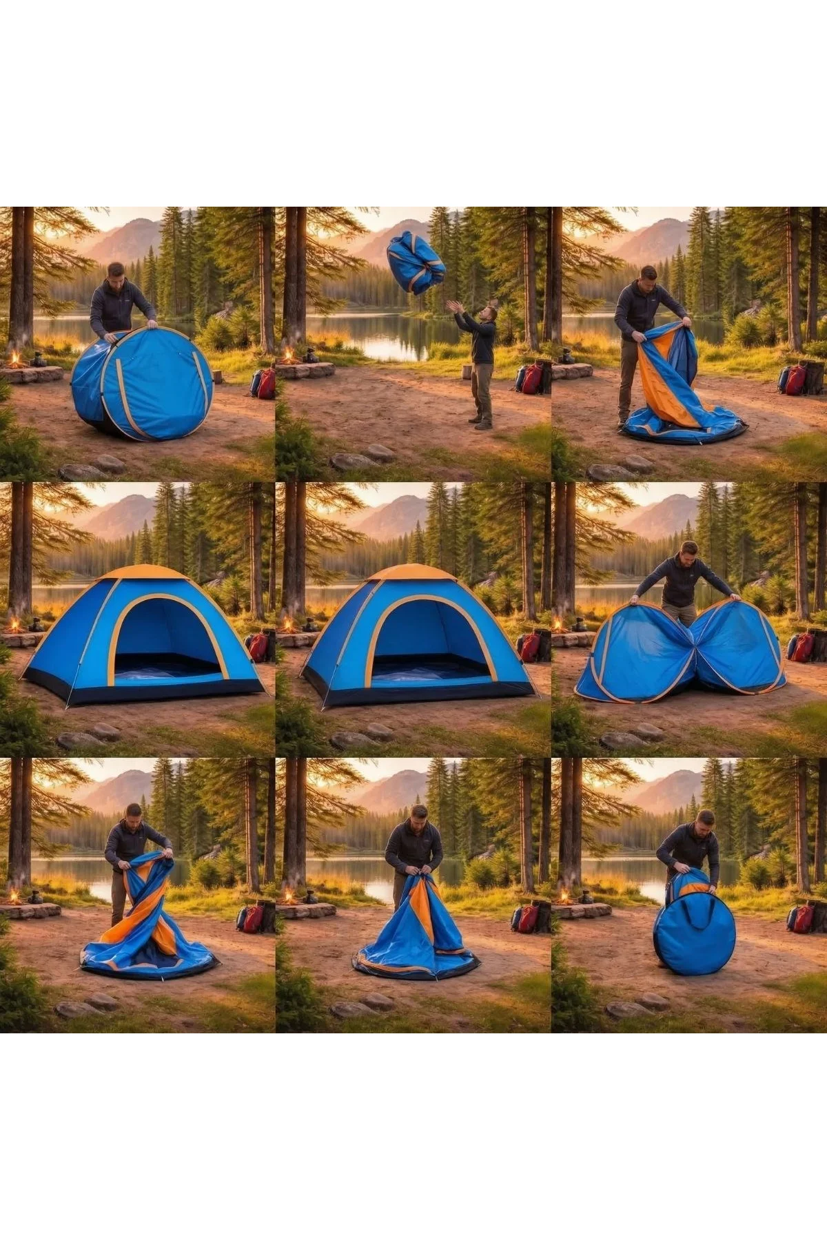 3 Kişilik Yarı Otomatik Kurulum Kamp Çadırı – Suya Dayanıklı, Taşıma Çantalı Outdoor Aile Çadırı, Pi - Just Cheap Store Görsel 4