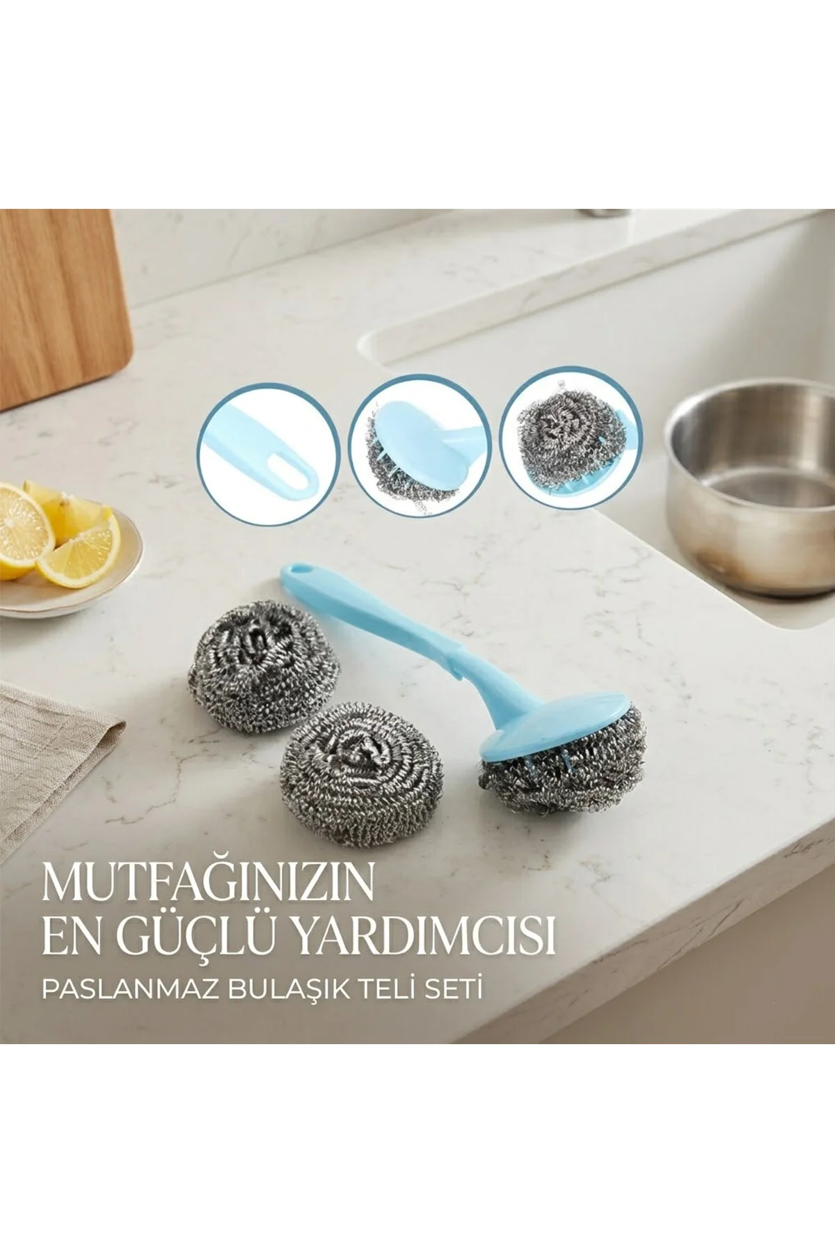 12 ADET 3+1 BULAŞIK TOP TELİ UZUN SAPLI (4741) - Just Cheap Store Görsel 2