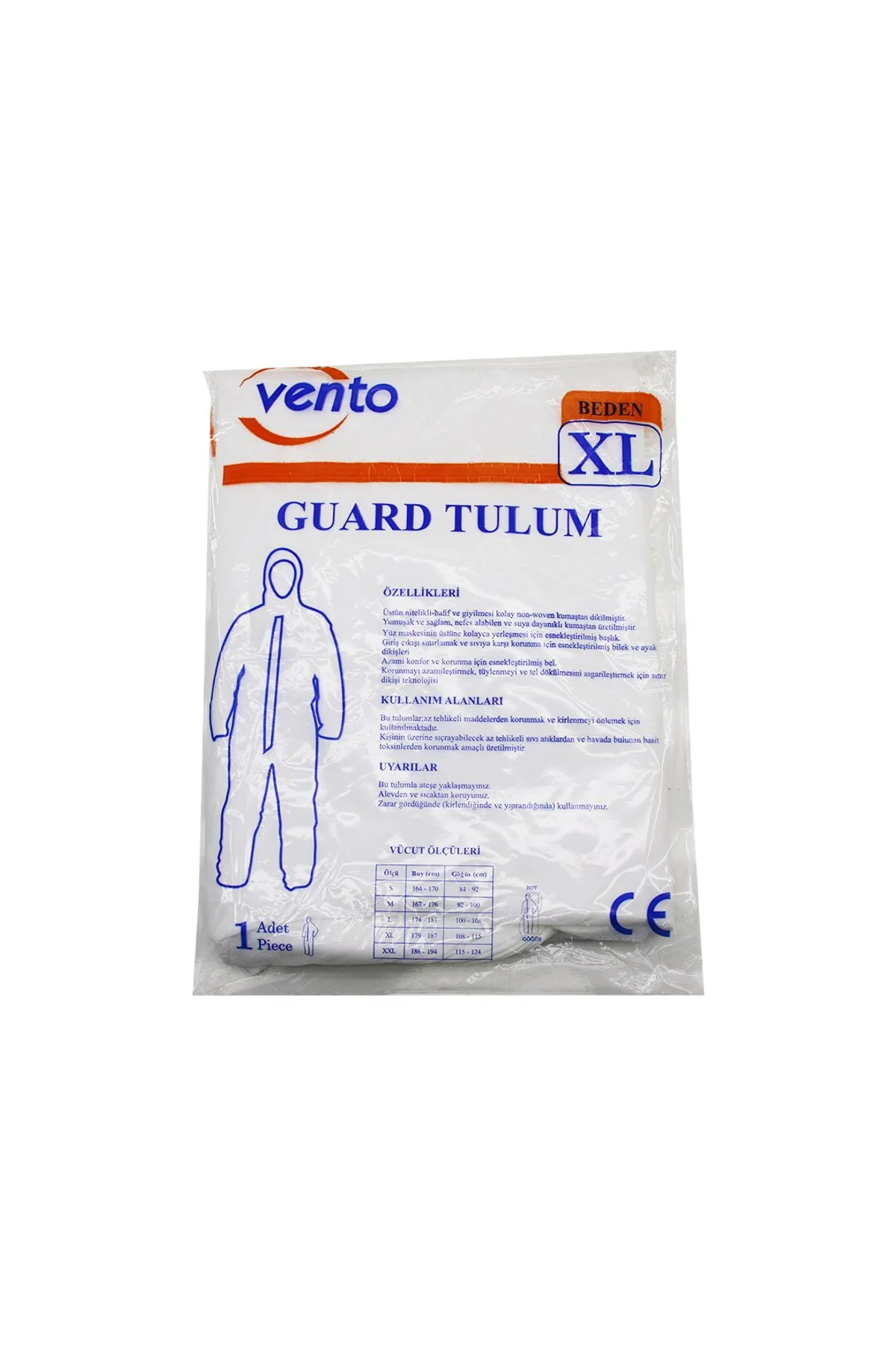 VENTO XL GUARD KORUYUCU TULUM BEYAZ - HAFİF - NON-WOVEN KUMAŞ BOY: 179-187CM - GÖĞÜS: 108-115CM (474