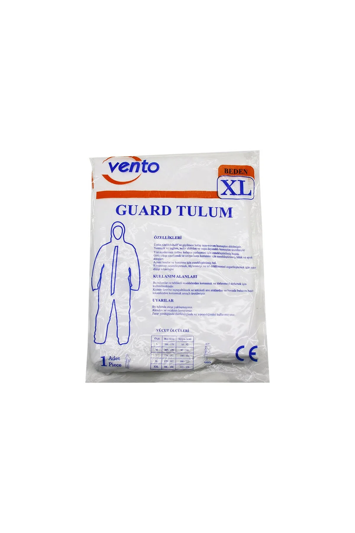 VENTO XL GUARD KORUYUCU TULUM BEYAZ - HAFİF - NON-WOVEN KUMAŞ BOY: 179-187CM - GÖĞÜS: 108-115CM (474 - Just Cheap Store Görsel 3
