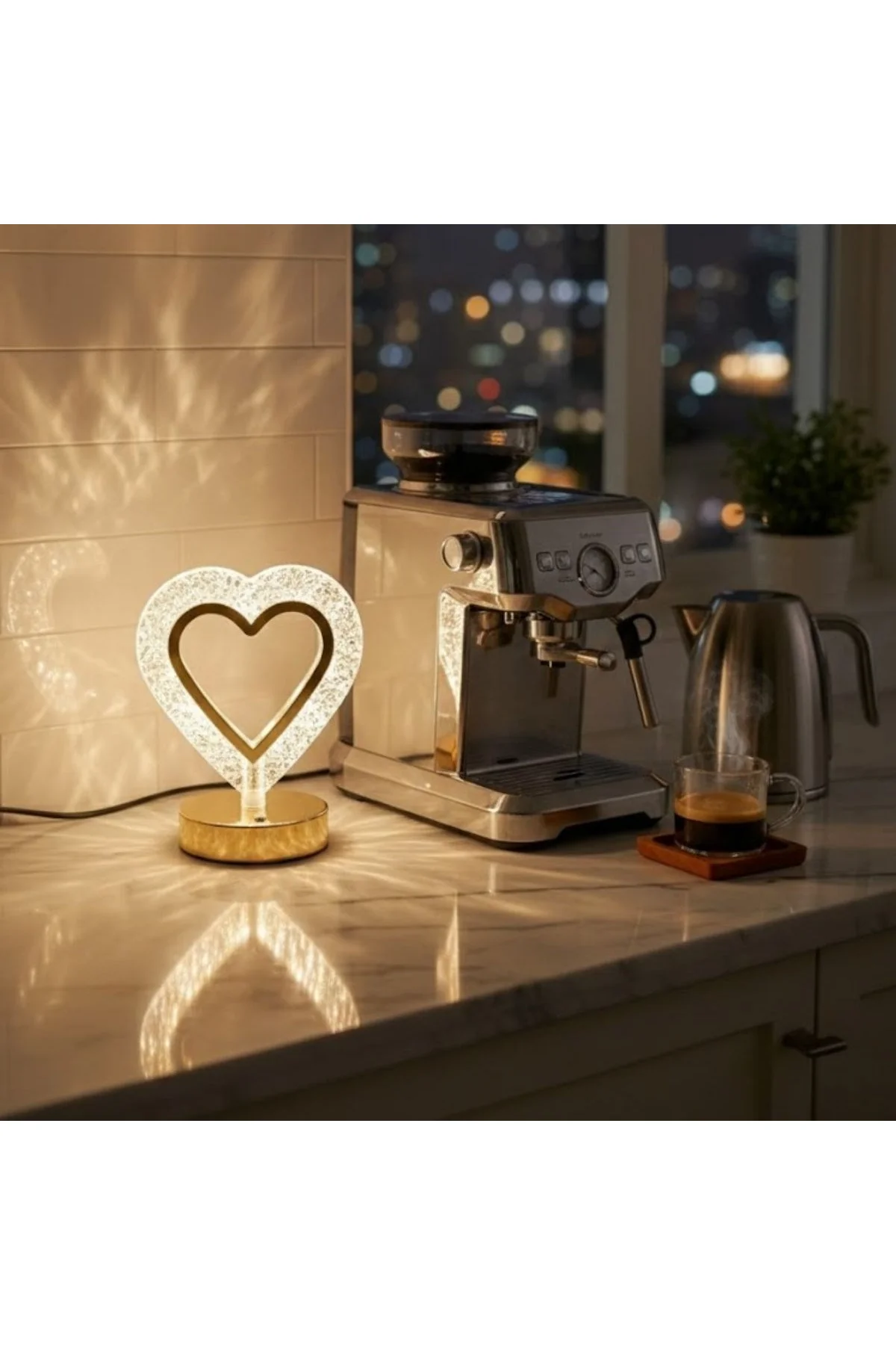 Kalp Şeklinde Kristal LED Masa Lambası – Dokunmatik, 3 Renk Işık Modlu, Şarjlı Mini Dekoratif Gece L - Just Cheap Store Görsel 4