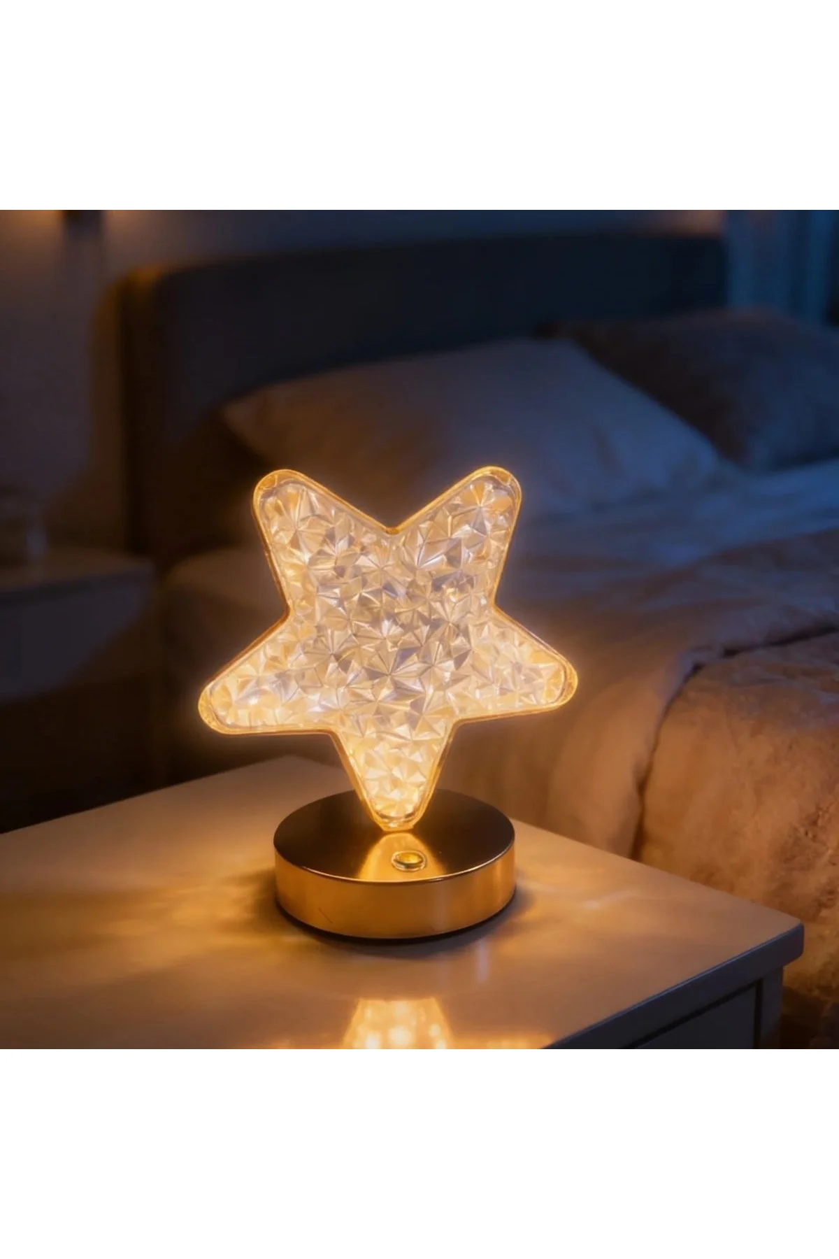 Yıldız Model Kristal LED Masa Lambası – Dokunmatik, 3 Renk Işık Modlu, Şarjlı Mini Dekoratif Gece La - Just Cheap Store Görsel 3