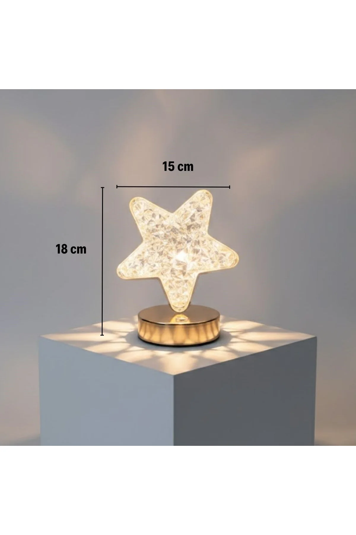 Yıldız Model Kristal LED Masa Lambası – Dokunmatik, 3 Renk Işık Modlu, Şarjlı Mini Dekoratif Gece La - Just Cheap Store Görsel 5