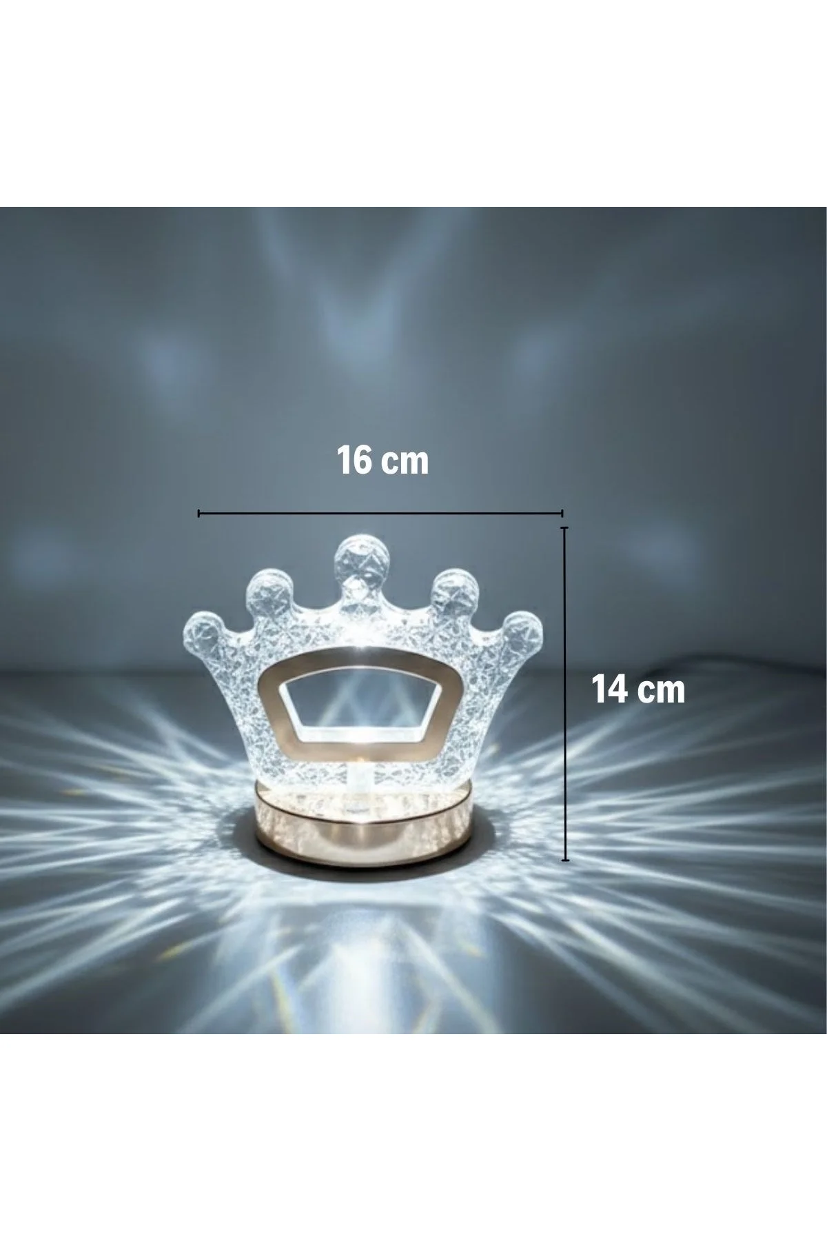 Kral Tacı Model Kristal LED Masa Lambası – Dokunmatik, 3 Renk Işık Modlu, Şarjlı Mini Dekoratif Gece - Just Cheap Store Görsel 5