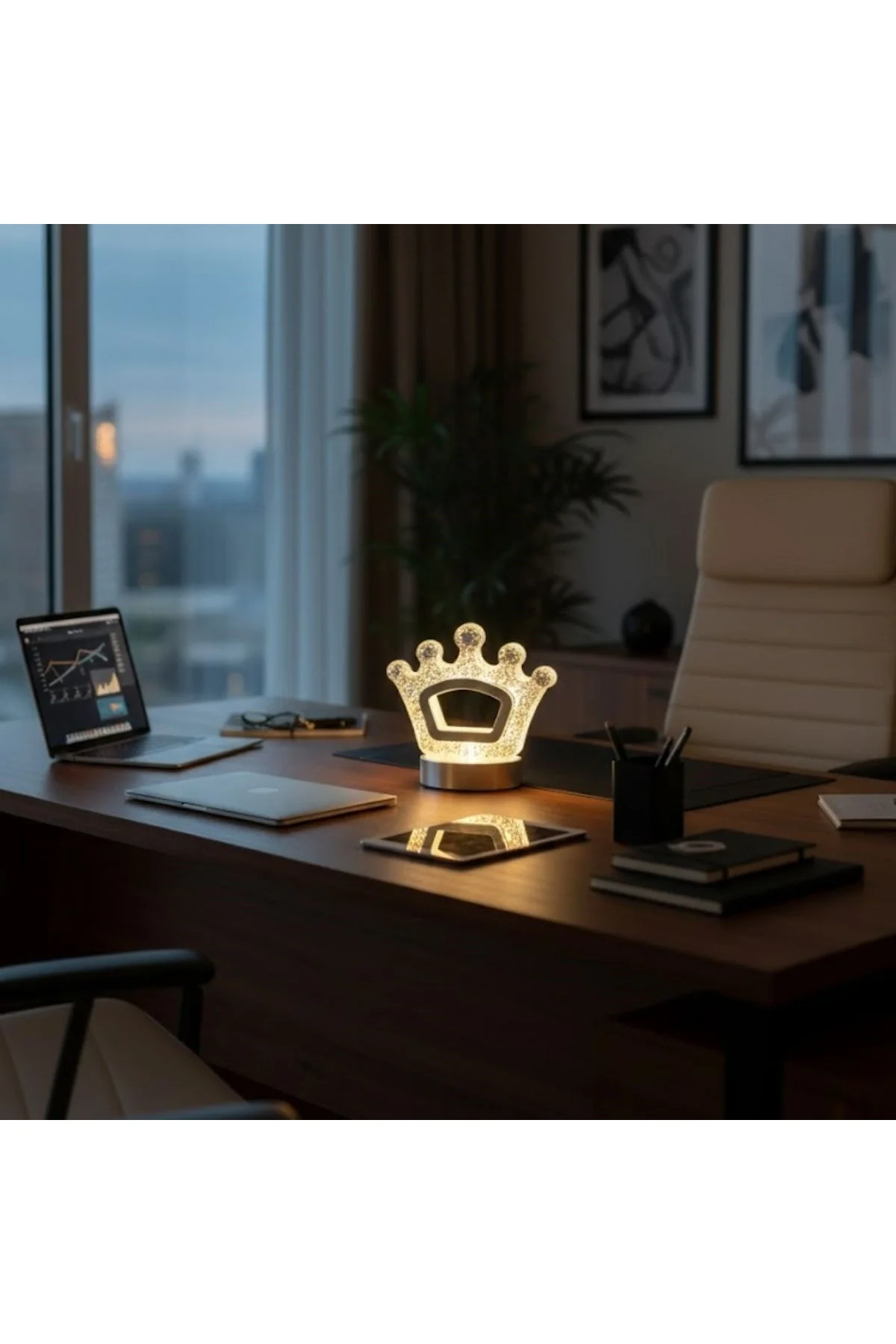 Kral Tacı Model Kristal LED Masa Lambası – Dokunmatik, 3 Renk Işık Modlu, Şarjlı Mini Dekoratif Gece - Just Cheap Store Görsel 4
