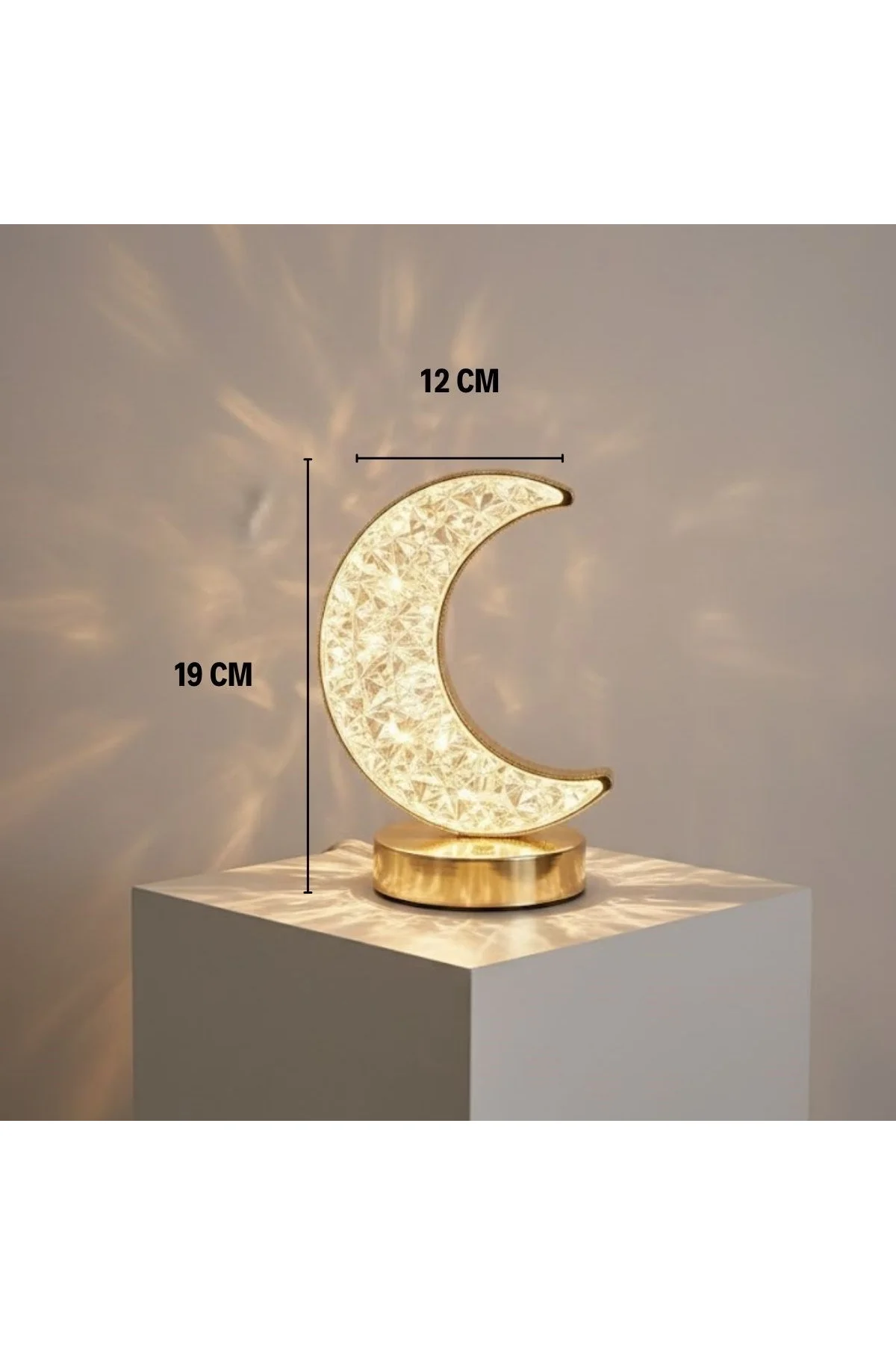 Hilal AY Model Kristal LED Masa Lambası – Dokunmatik, 3 Renk Işık Modlu, Şarjlı Mini Dekoratif Gece - Just Cheap Store Görsel 5
