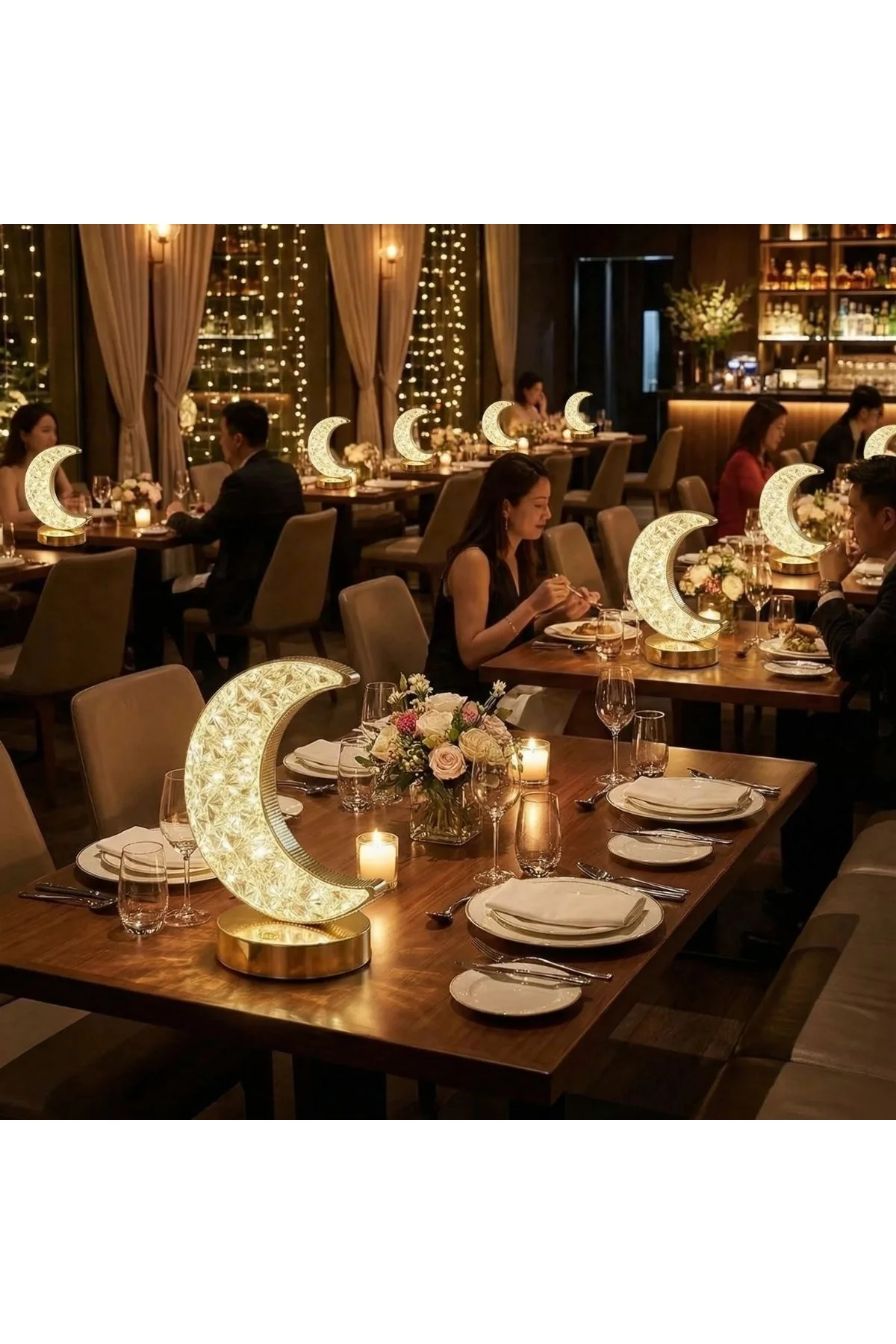 Hilal AY Model Kristal LED Masa Lambası – Dokunmatik, 3 Renk Işık Modlu, Şarjlı Mini Dekoratif Gece - Just Cheap Store Görsel 4