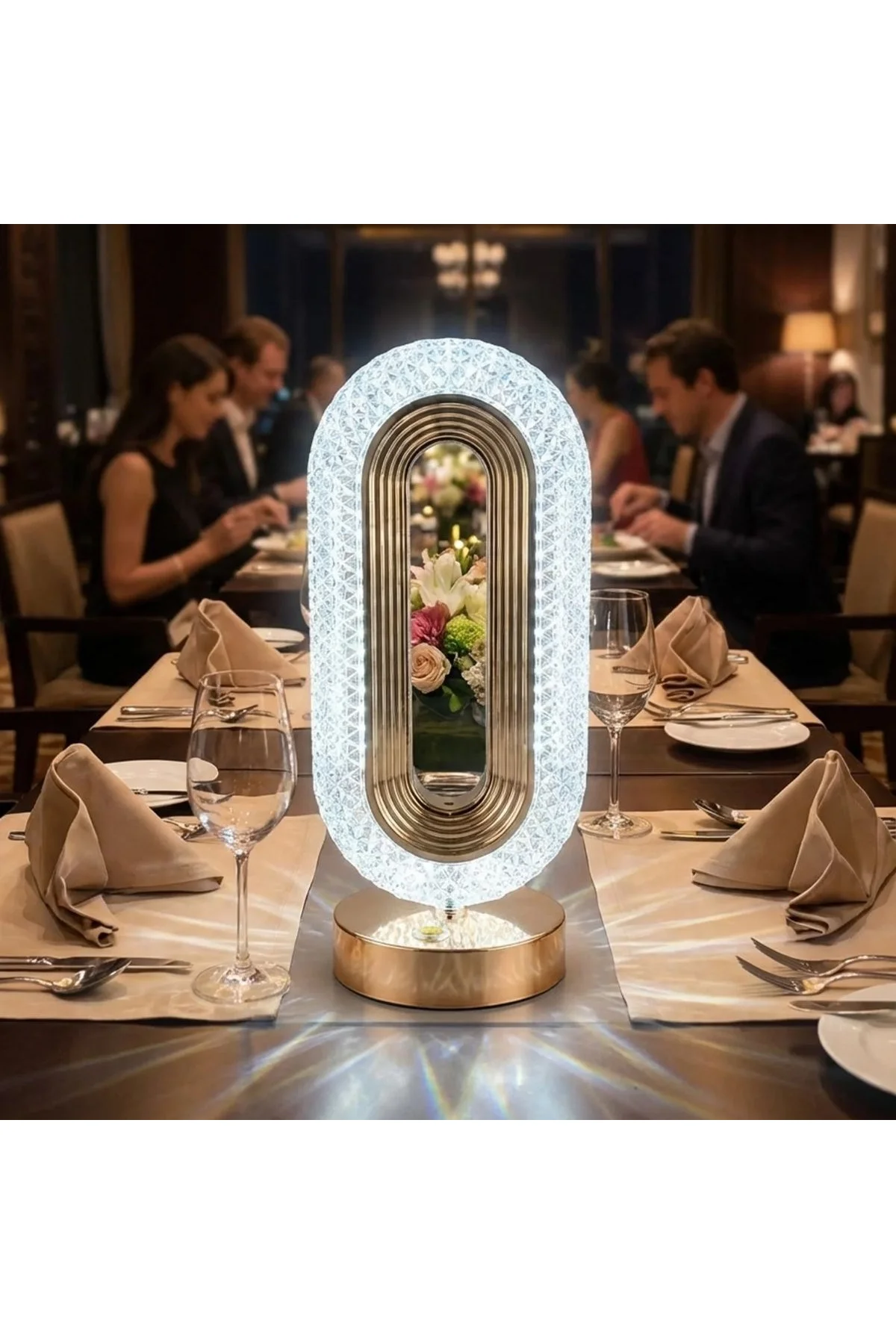 Oval Şeklinde Kristal LED Masa Lambası – Dokunmatik, 3 Renk Işık Modlu, Şarjlı Dekoratif Gece Lambas - Just Cheap Store Görsel 2