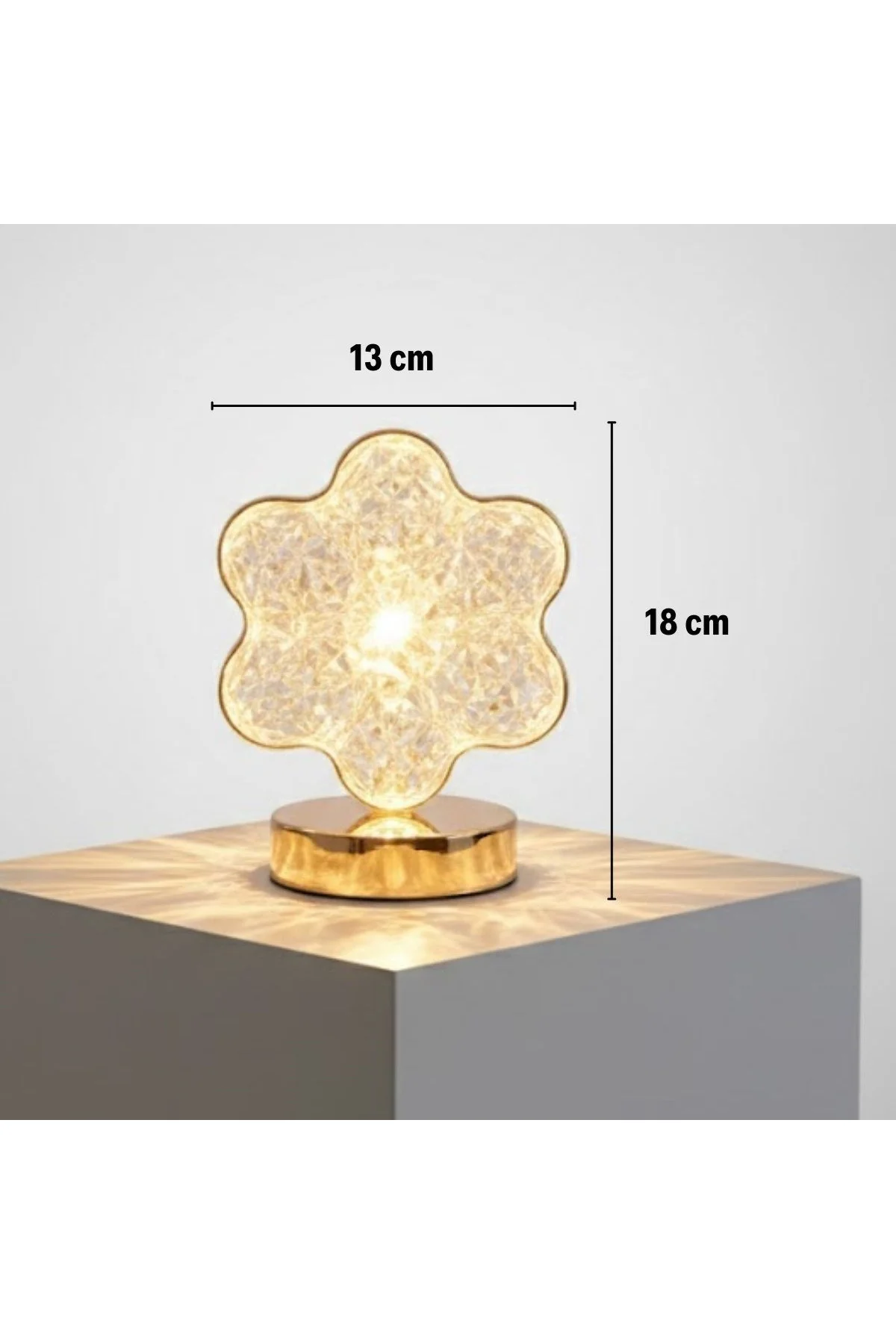 Çiçek Model Kristal LED Masa Lambası – Dokunmatik, 3 Renk Işık Modlu, Şarjlı Mini Dekoratif Gece Lam - Just Cheap Store Görsel 5