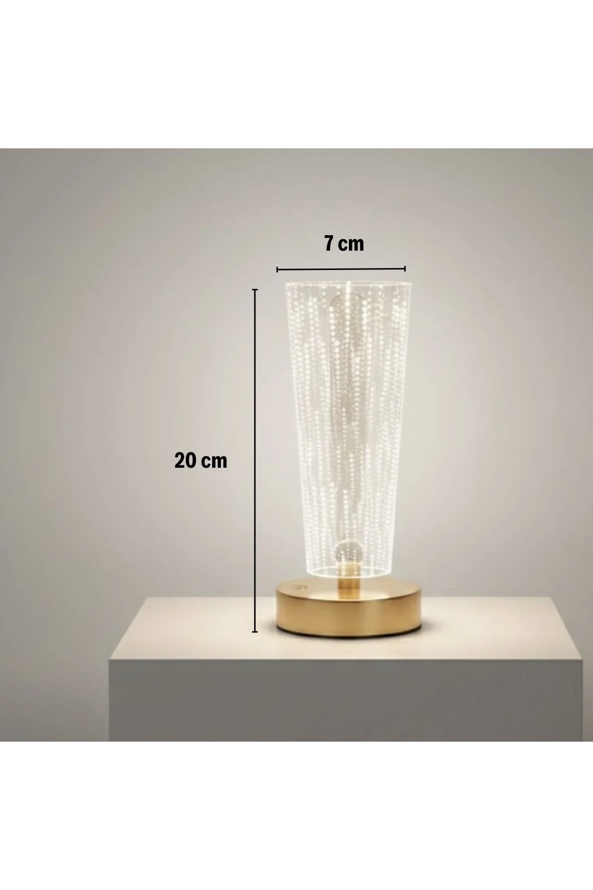 Silindirik Kristal Nokta Model LED Masa Lambası – Gold Tabanlı, Dokunmatik, 3 Renk Işık Modlu, Şarjl - Just Cheap Store Görsel 5