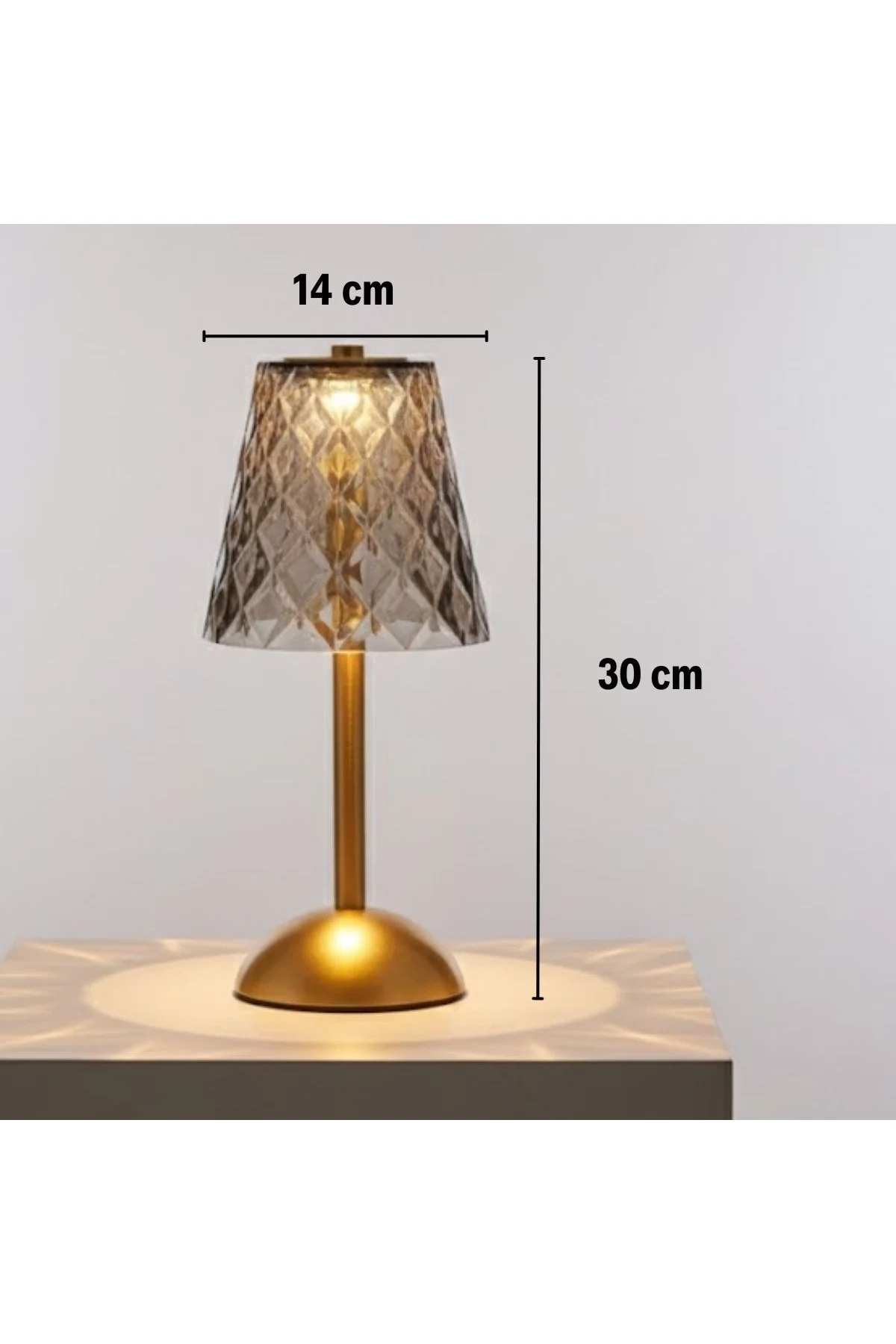 Uzun Klasik Gri Baklava Model LED Masa Lambası – Dokunmatik, 3 Renk Işık Modlu, Şarjlı Dekoratif Gec - Just Cheap Store Görsel 5