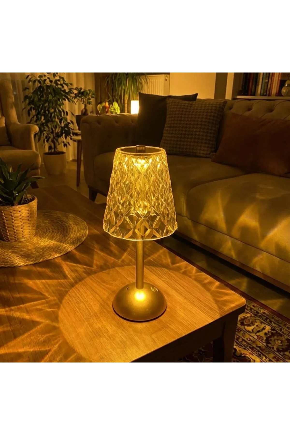 Uzun Klasik Gri Baklava Model LED Masa Lambası – Dokunmatik, 3 Renk Işık Modlu, Şarjlı Dekoratif Gec - Just Cheap Store Görsel 4
