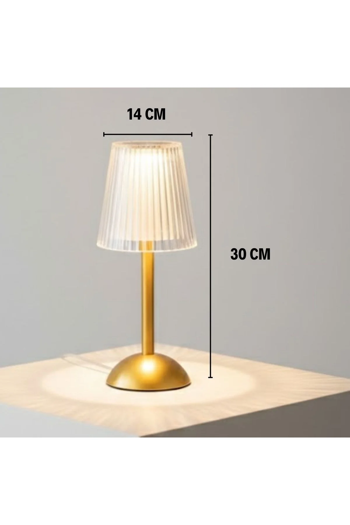 Uzun Klasik Çizgili Model LED Masa Lambası – Dokunmatik, 3 Renk Işık Modlu, Şarjlı Dekoratif Gece La - Just Cheap Store Görsel 5