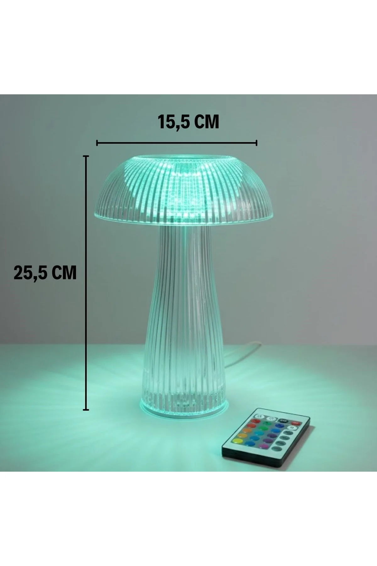 Şeffaf Mantar Model LED Masa Lambası –Kumandalı Şarjlı, Dokunmatik, Rengarek Işık Modlu Dekoratif Ge - Just Cheap Store Görsel 4