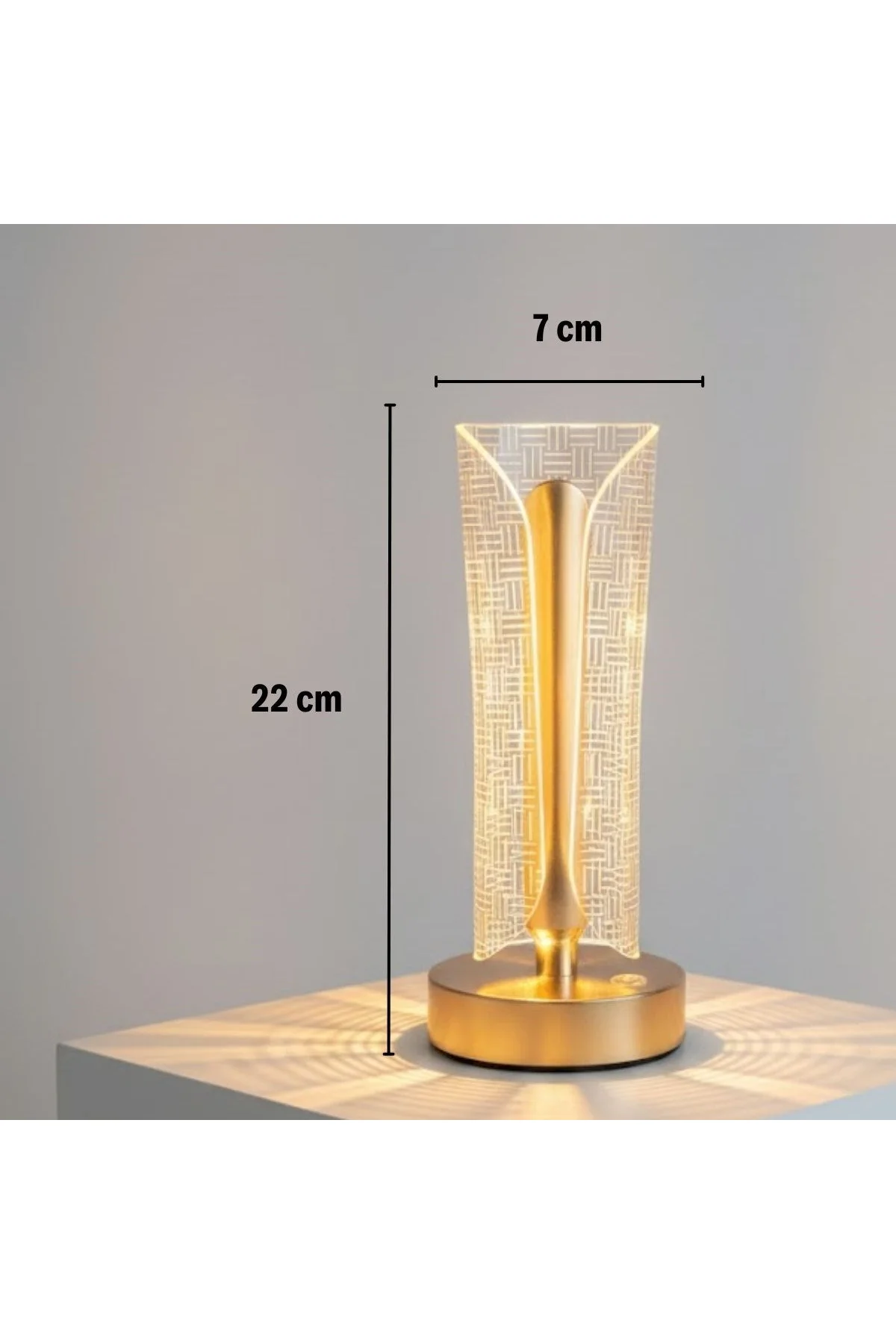 İki Yandan Kavisli Silindirik Çizgi Model Kristal LED Masa Lambası – Dokunmatik, 3 Renk Işık Modlu - Just Cheap Store Görsel 5