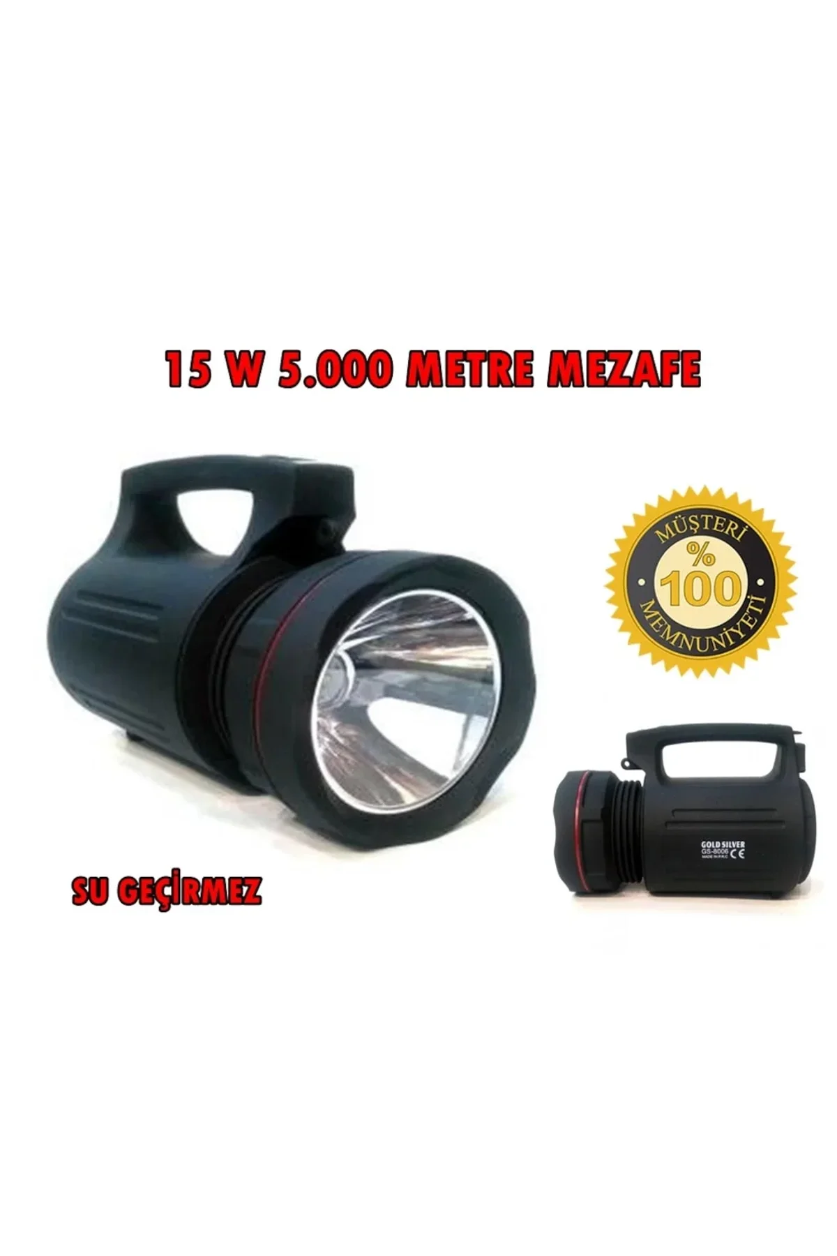 Gs-8006 Parlak Ledli Taşınabilir Şarj Edilebilir El Feneri 15w - Just Cheap Store Görsel 3