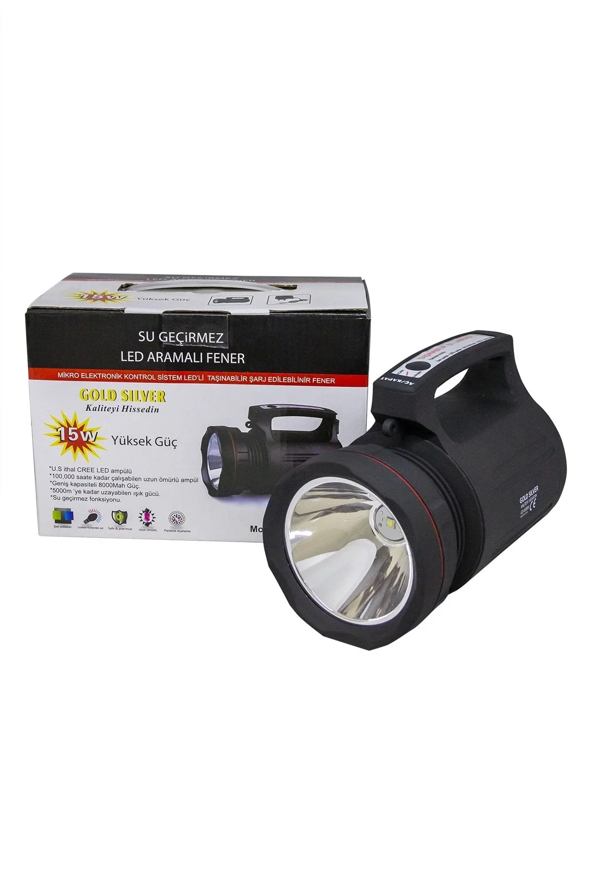 Gs-8006 Parlak Ledli Taşınabilir Şarj Edilebilir El Feneri 15w - Just Cheap Store Görsel 5
